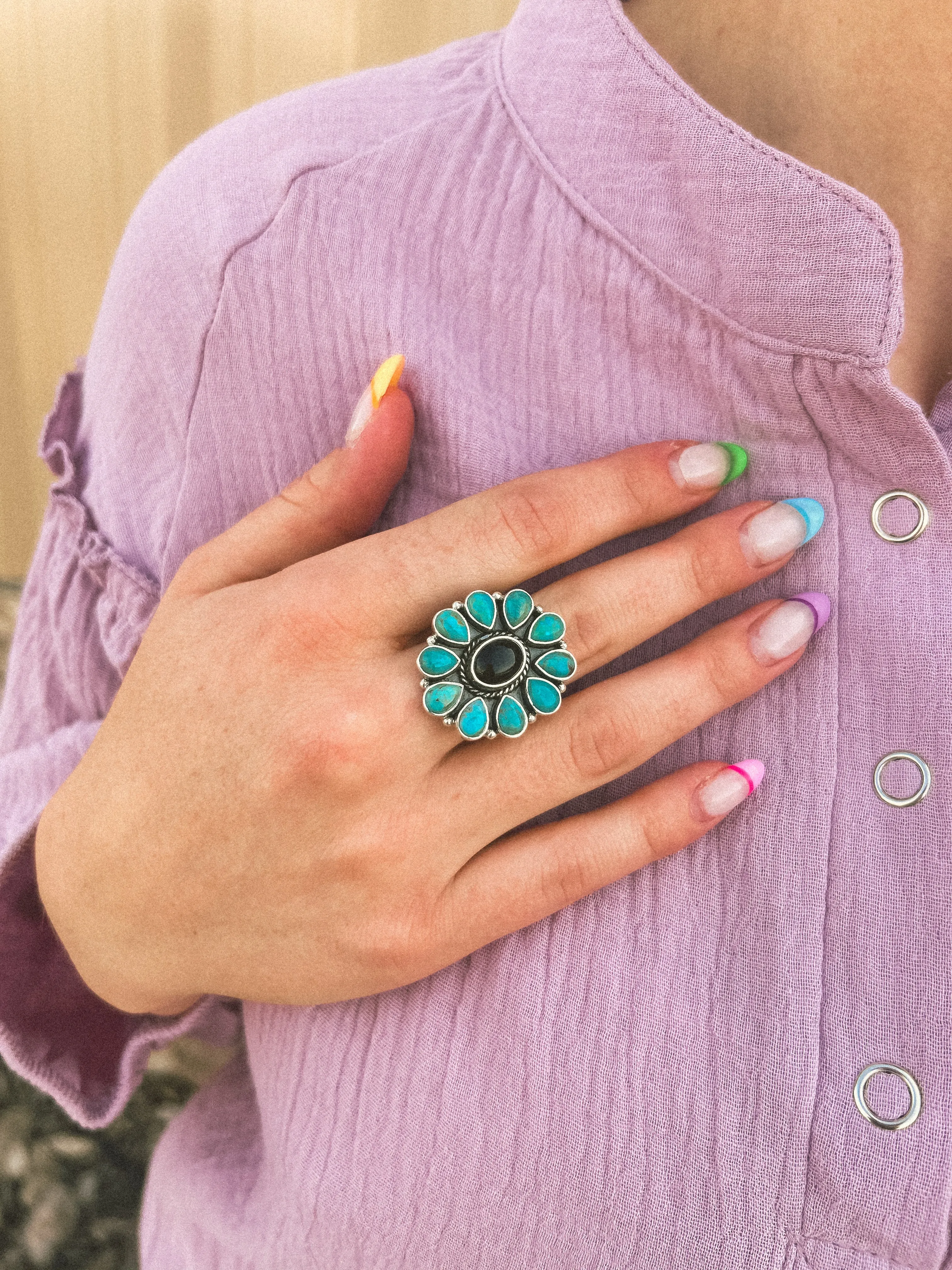 Omari Ring | Black Onyx + Turquoise sold by Goldie Lew product image thumbnail 2