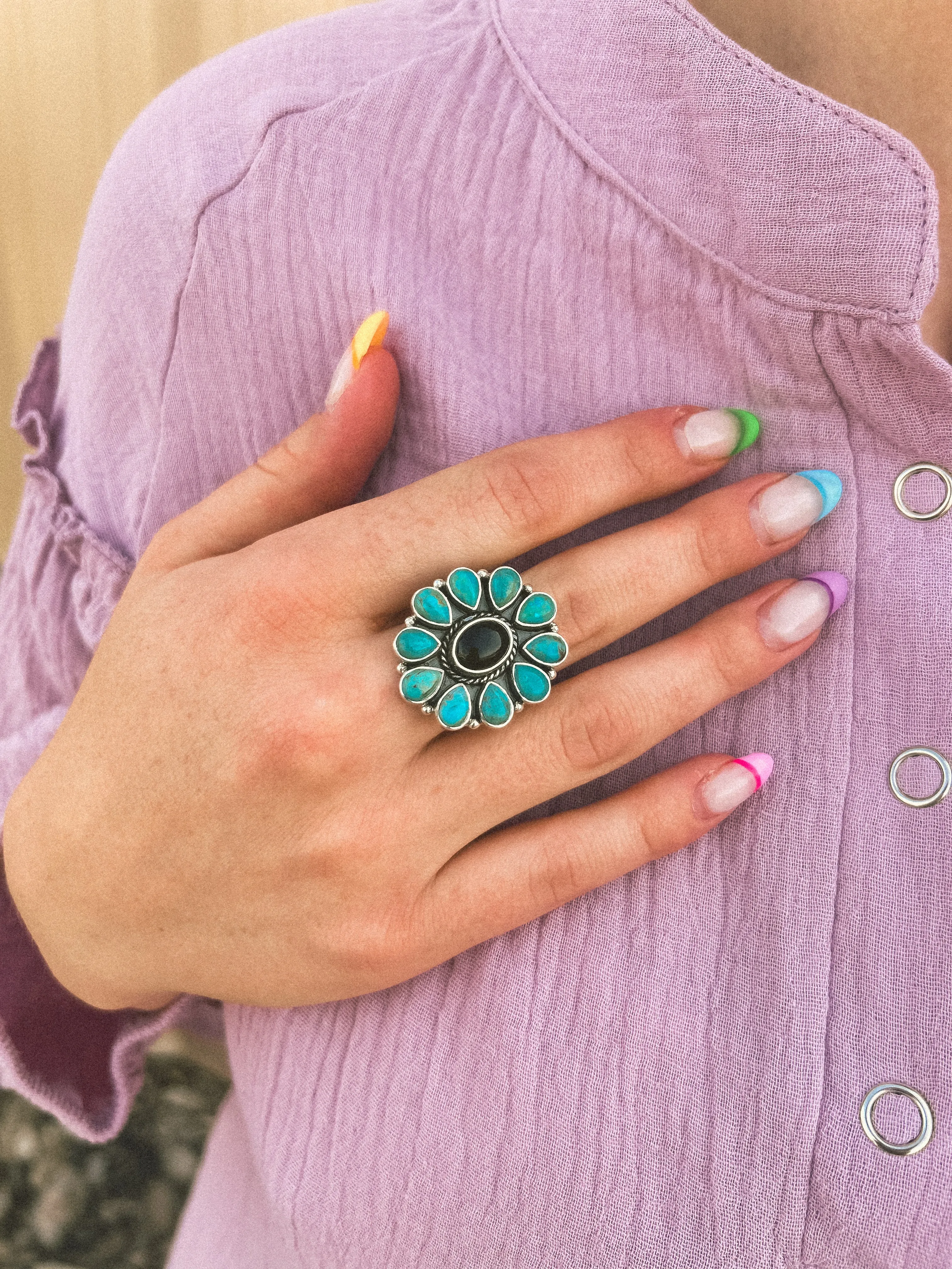 Omari Ring | Black Onyx + Turquoise sold by Goldie Lew product image thumbnail 3