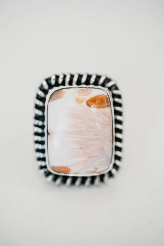 Blaze Ring | Pink Scolecite sold by Goldie Lew