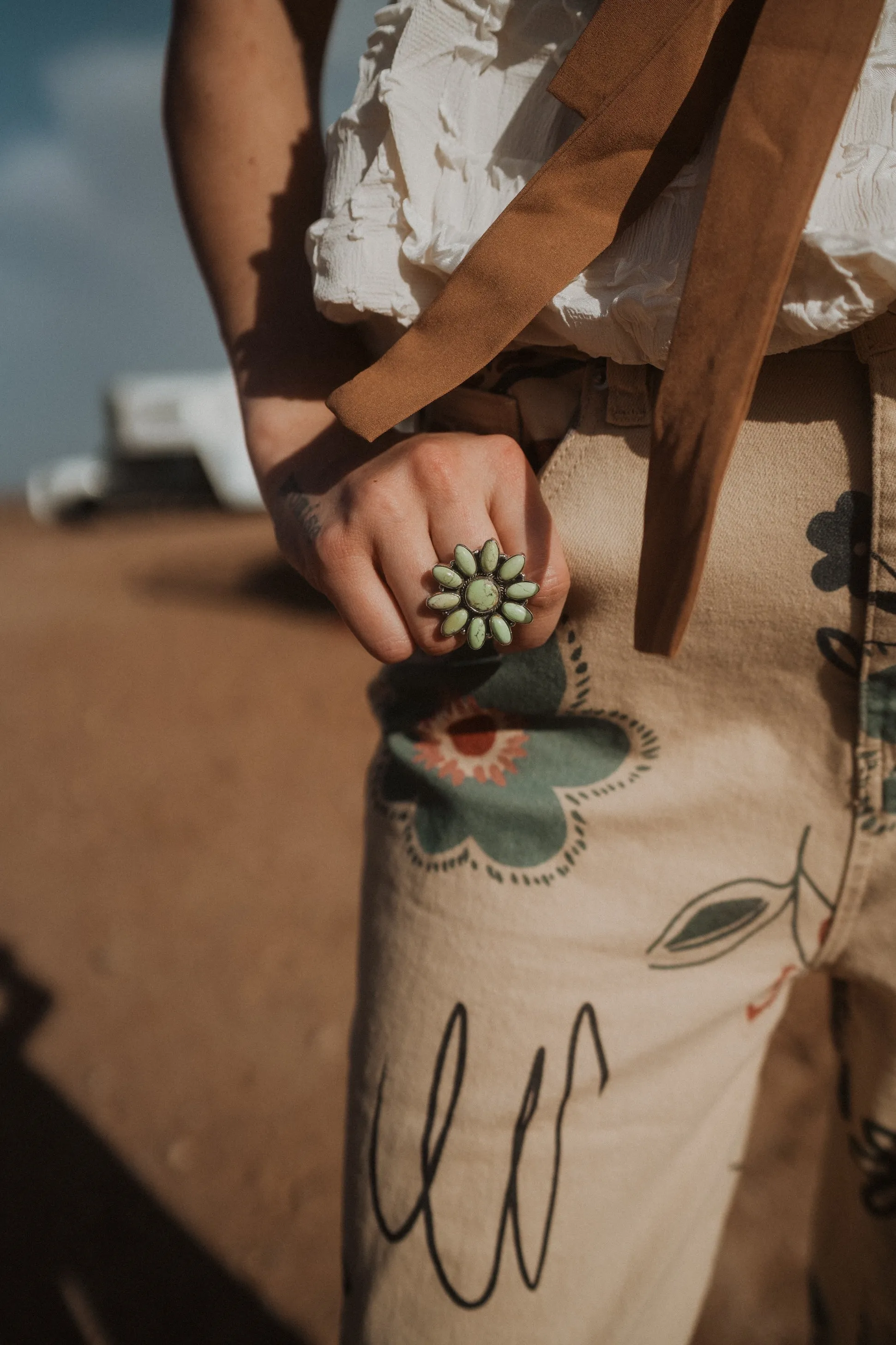 Melania Ring | Lemon Chrysoprase sold by Goldie Lew product image thumbnail 2