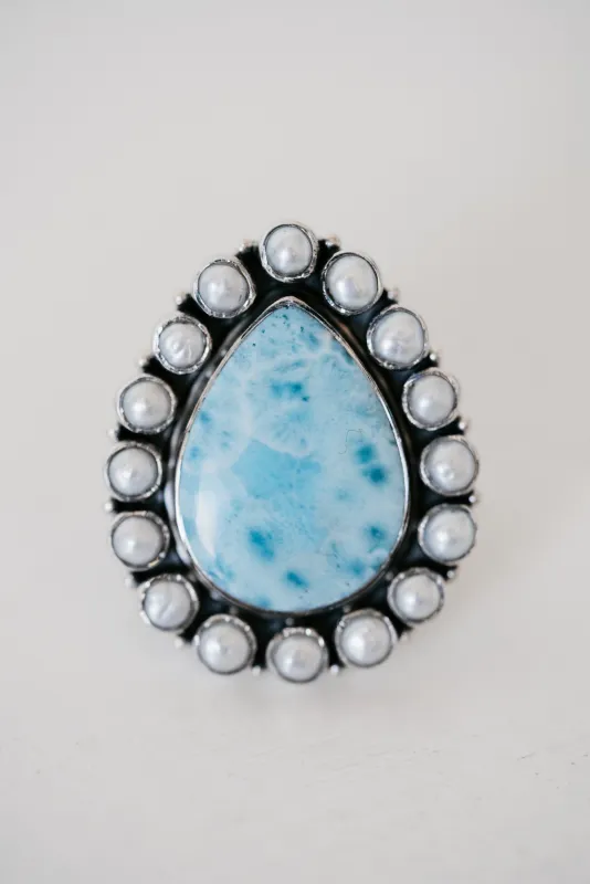Augustina Ring | Pearl + Larimar sold by Goldie Lew