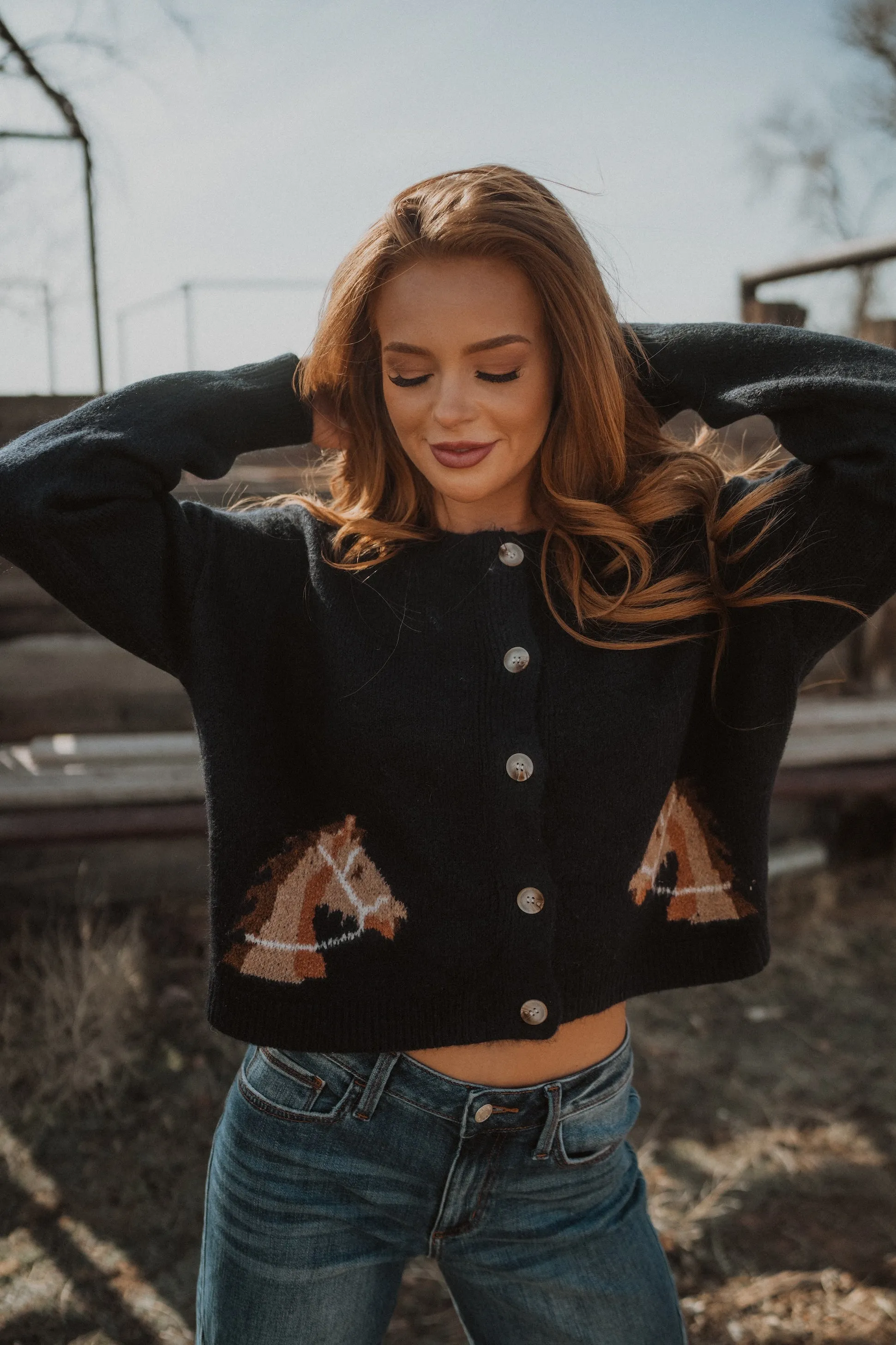 Equestrian Cardigan sold by Goldie Lew