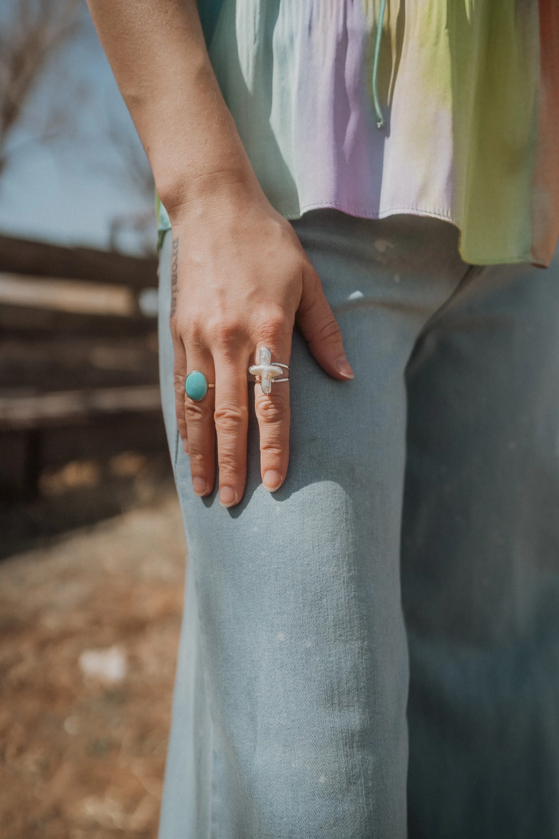 Pearl Cross Ring | #3 sold by Goldie Lew product image thumbnail 2