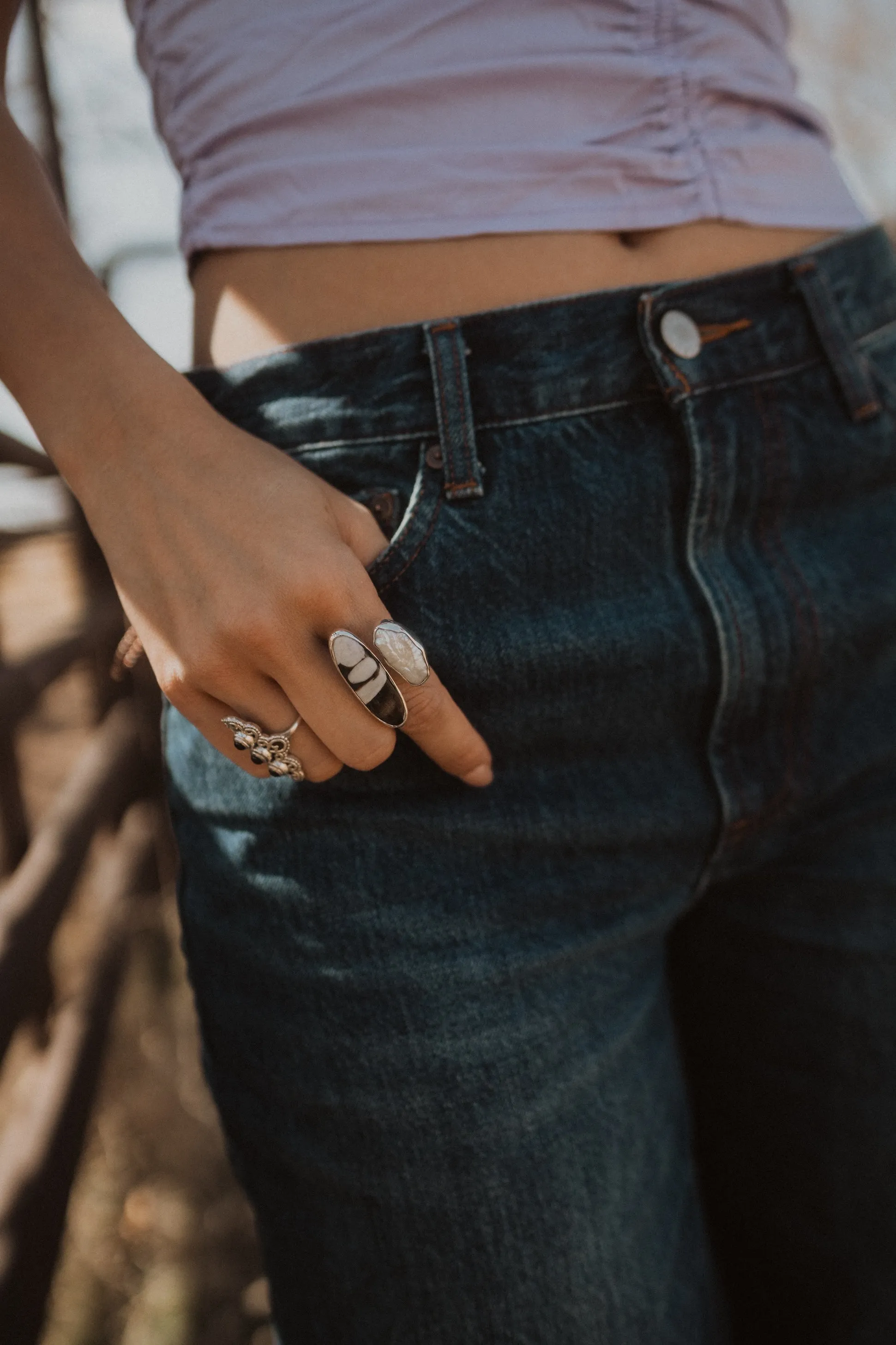 Randy Ring | Peanutwood Jasper + Pearl sold by Goldie Lew