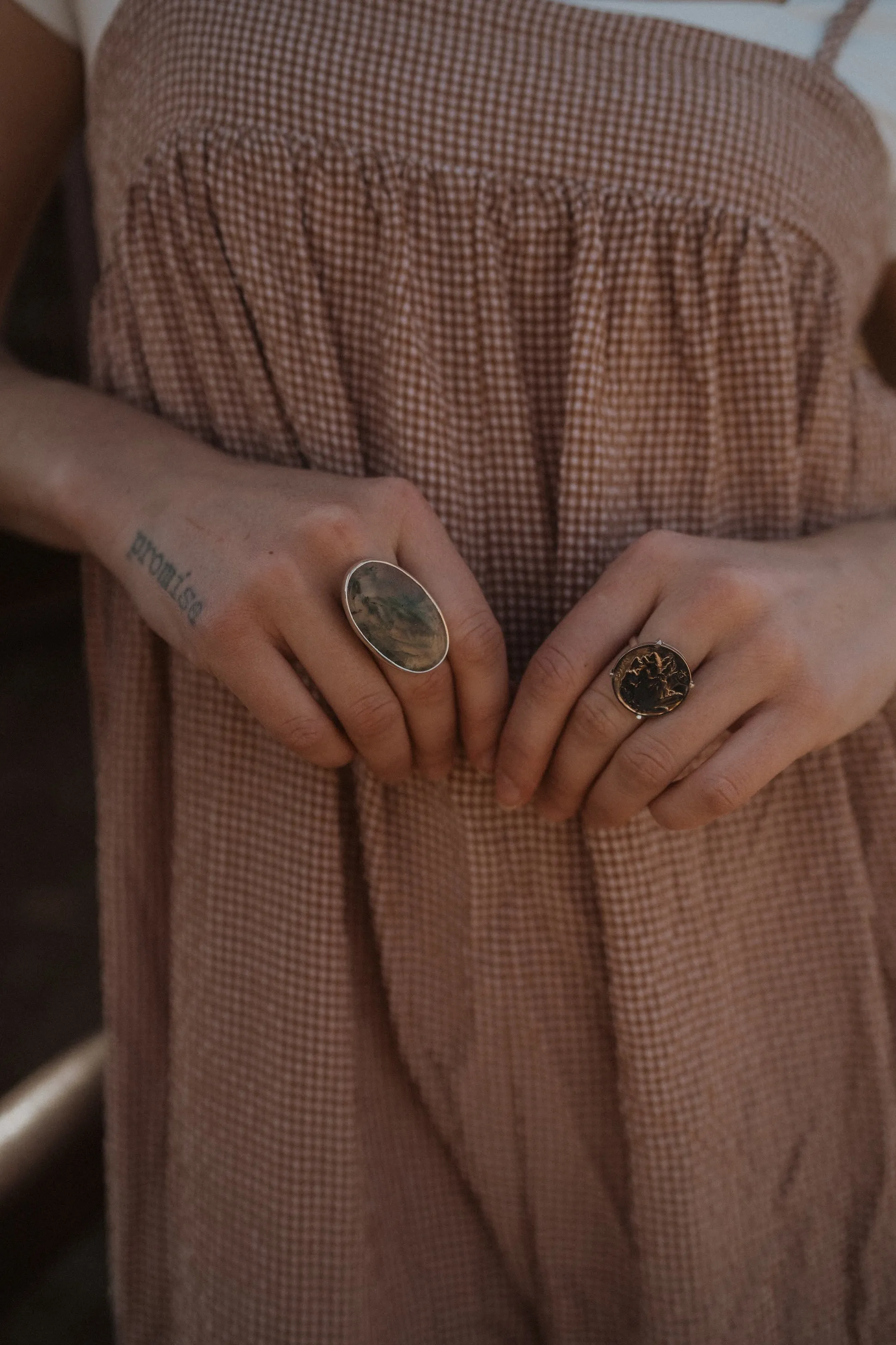 Belen Ring | Moss Agate | #2 sold by Goldie Lew product image thumbnail 2