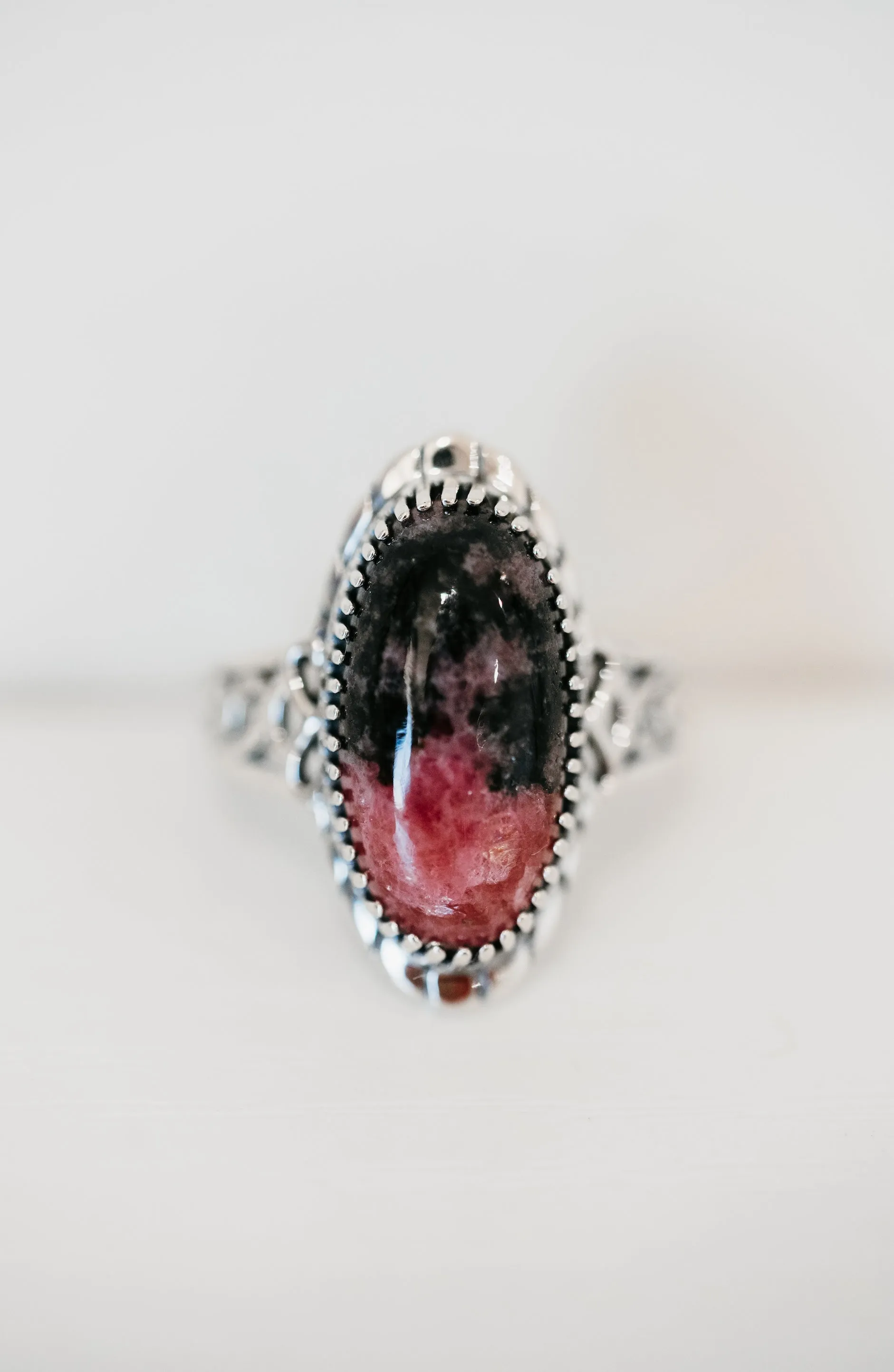 Lauraline Ring | Pink Rhodonite sold by Goldie Lew