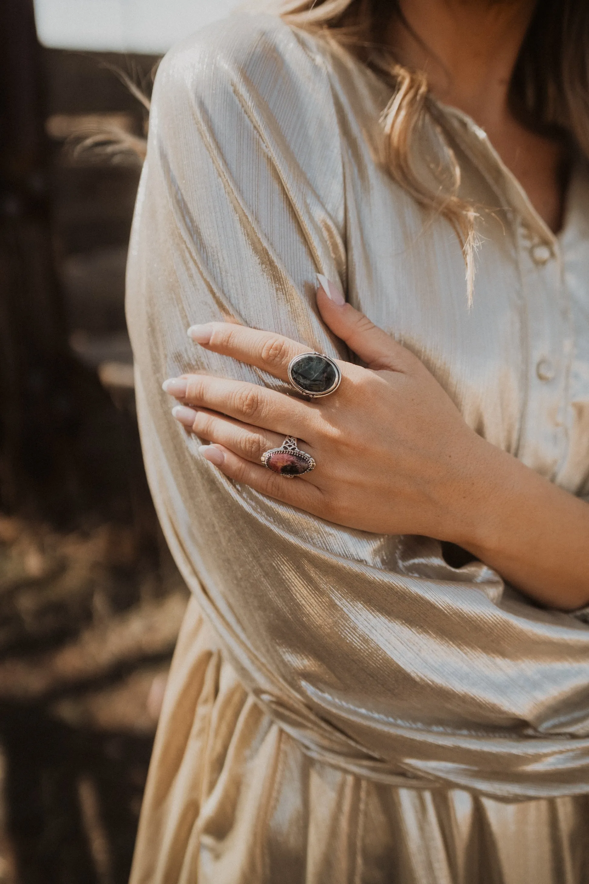 Lauraline Ring | Pink Rhodonite sold by Goldie Lew product image thumbnail 2