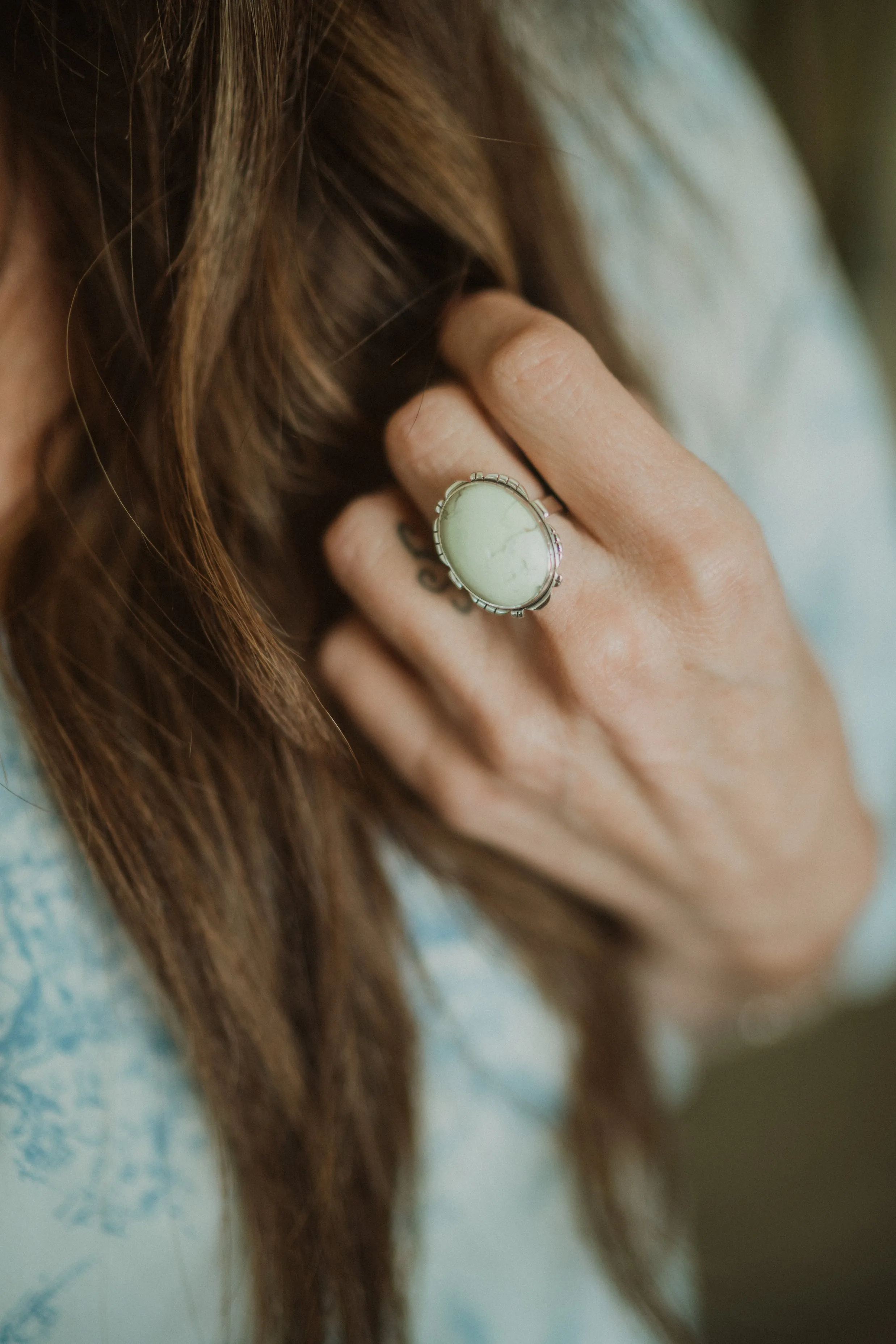 Oliver Ring | Lemon Chrysoprase sold by Goldie Lew product image thumbnail 3