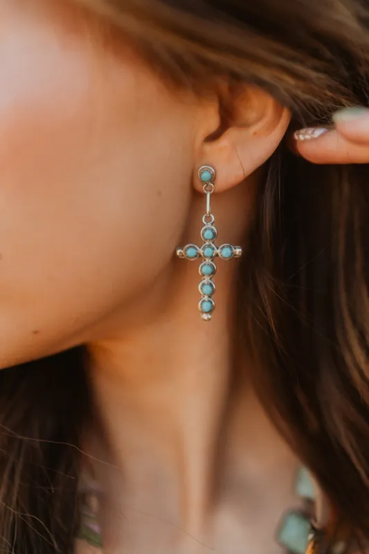 Large Cross Earrings | Turquoise sold by Goldie Lew