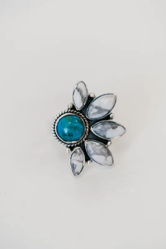 Soleil Ring | Turquoise + Howlite sold by Goldie Lew