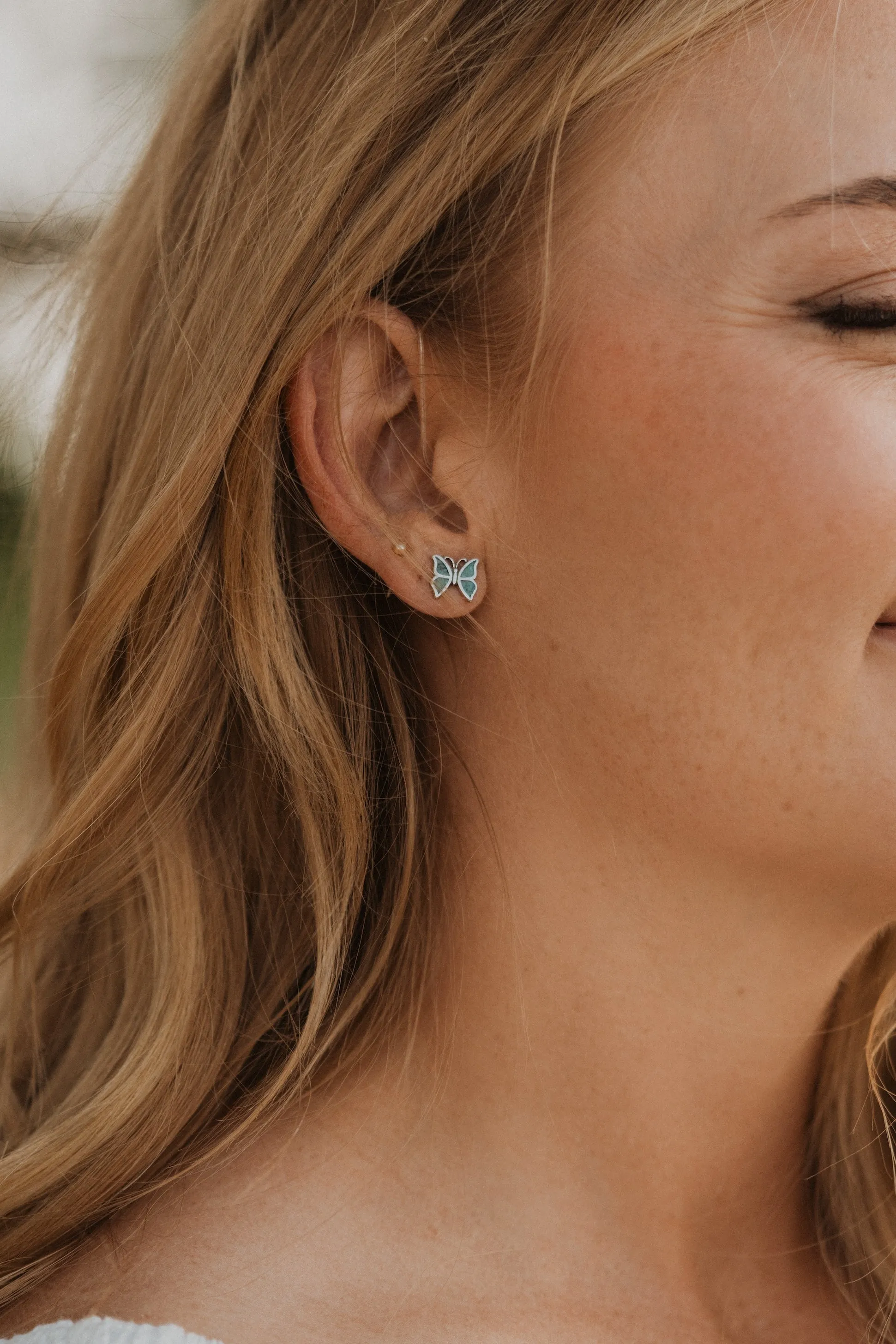 Blue Butterfly Studs sold by Goldie Lew