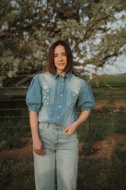 Tila Denim Bodysuit sold by Goldie Lew