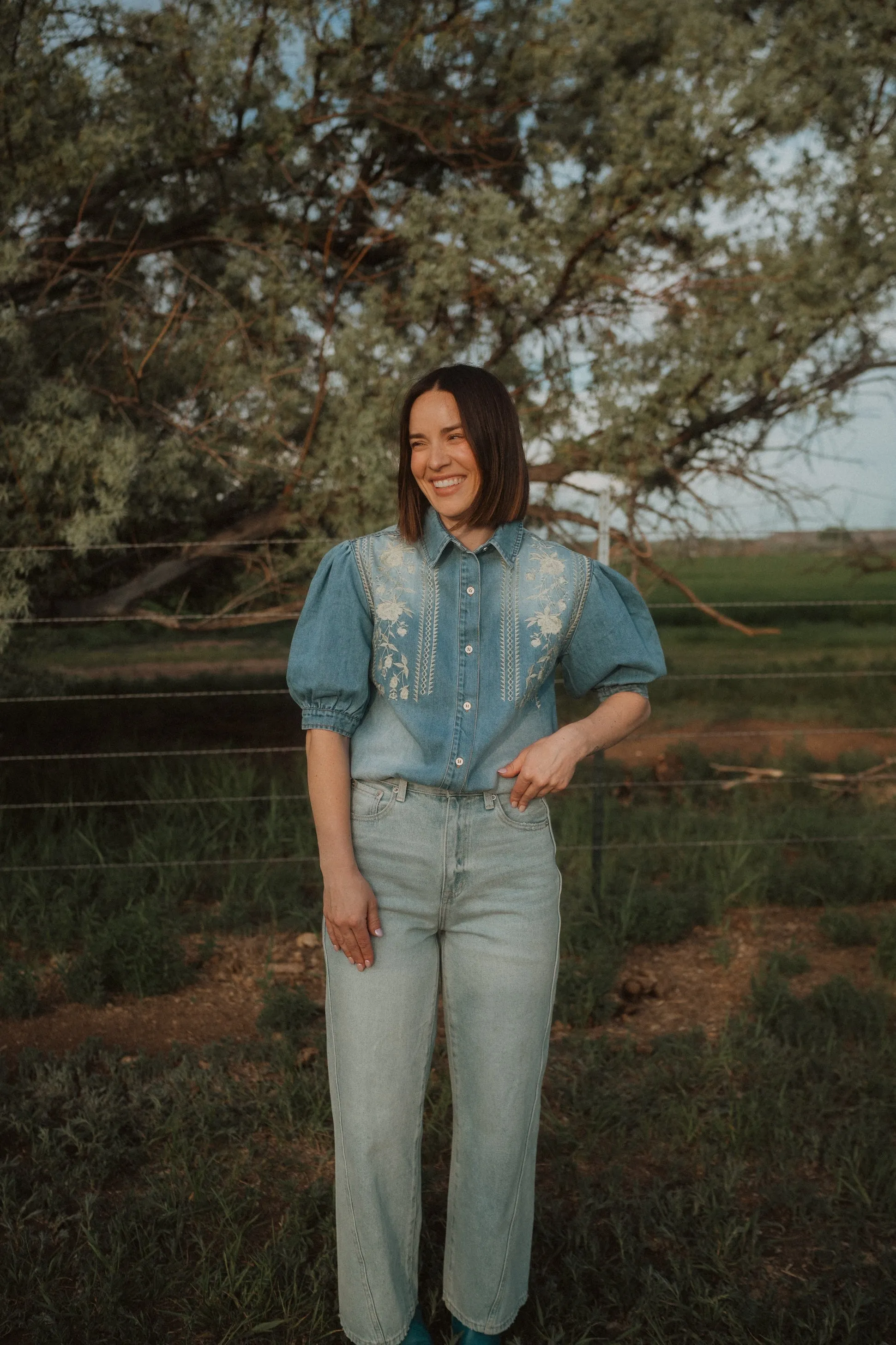 Tila Denim Bodysuit sold by Goldie Lew product image thumbnail 2