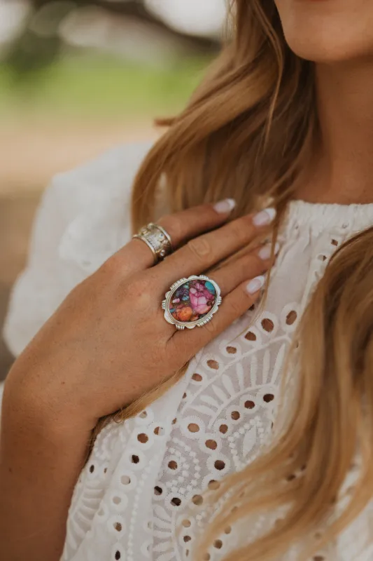 Xenia Ring | Pink Spiny Turquoise sold by Goldie Lew