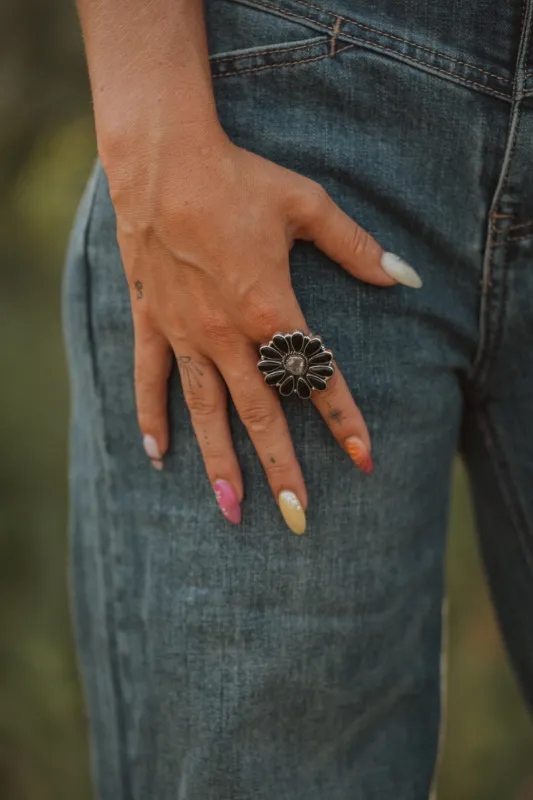Matea Ring | Black Onyx + Rough Quartz sold by Goldie Lew