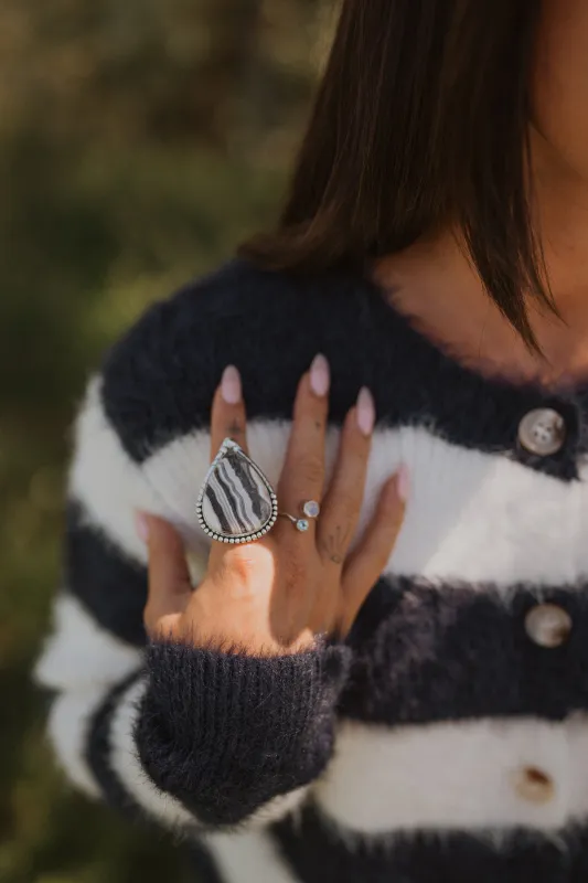 Arturo Ring | Zebra Calcite sold by Goldie Lew