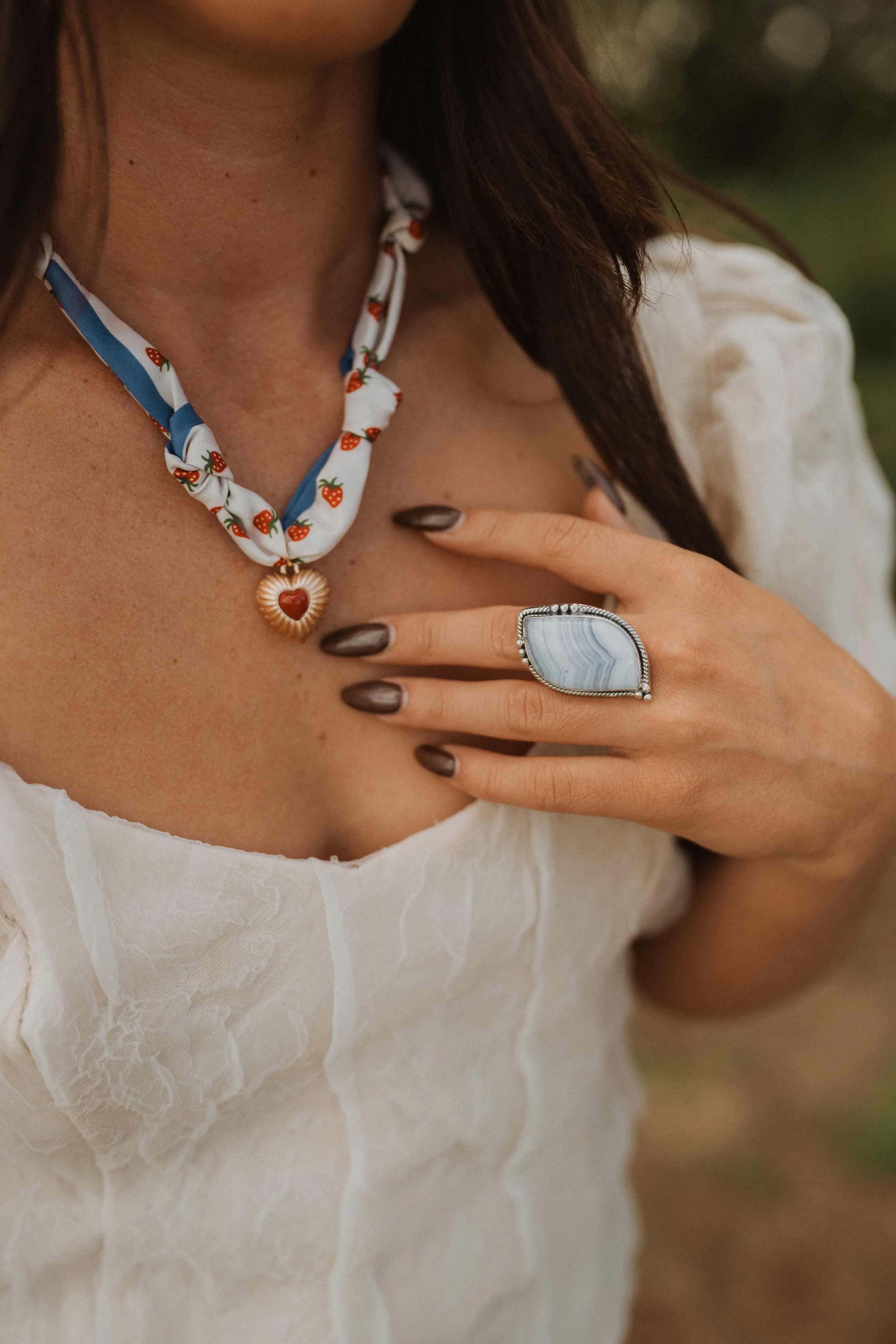 Lohan Ring | Blue Lace Agate sold by Goldie Lew