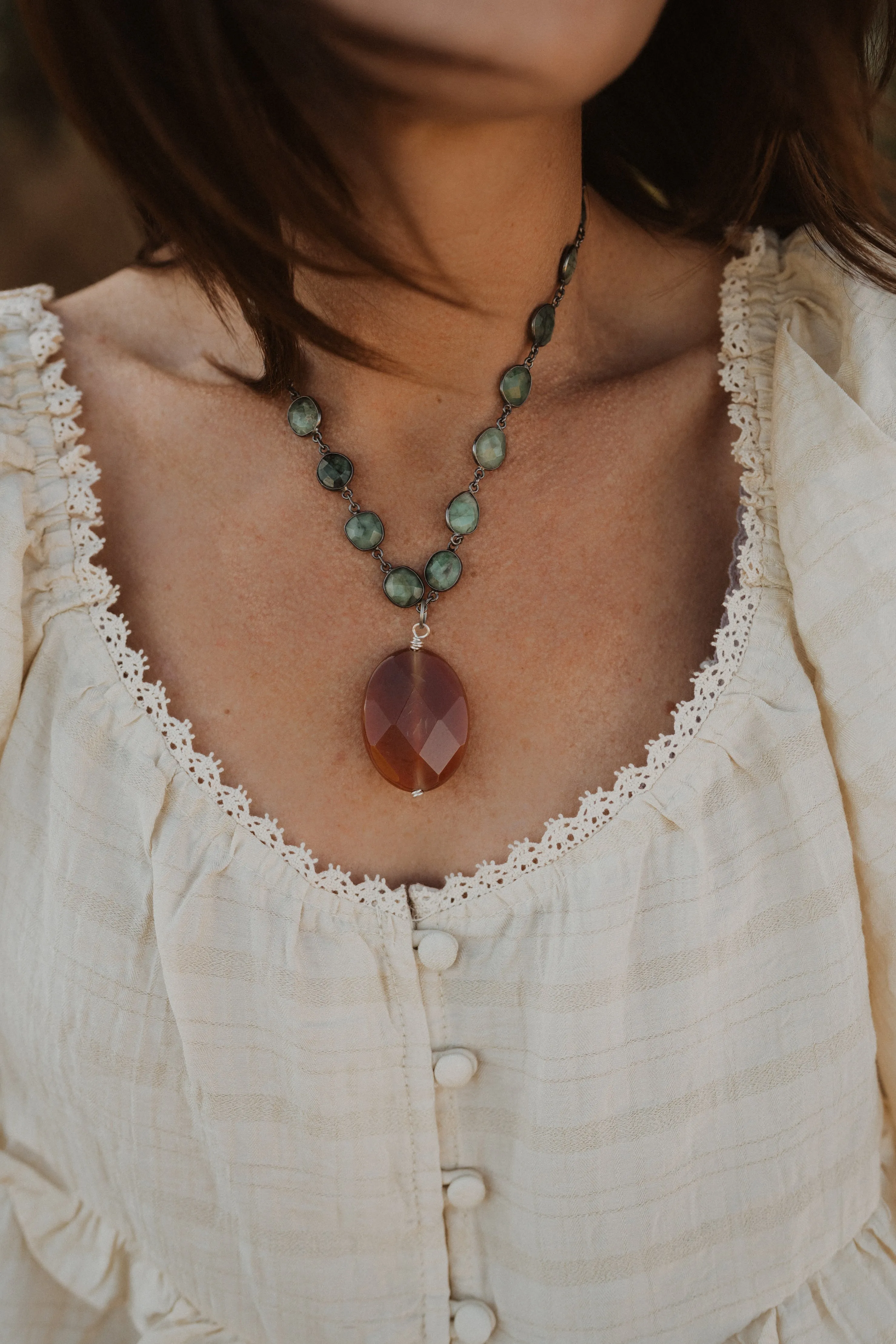 Moss and Flame Necklace sold by Goldie Lew