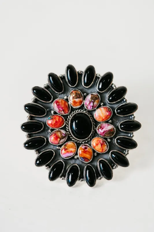 Pink Eclipse Ring | Pink Spiny + Black Onyx sold by Goldie Lew