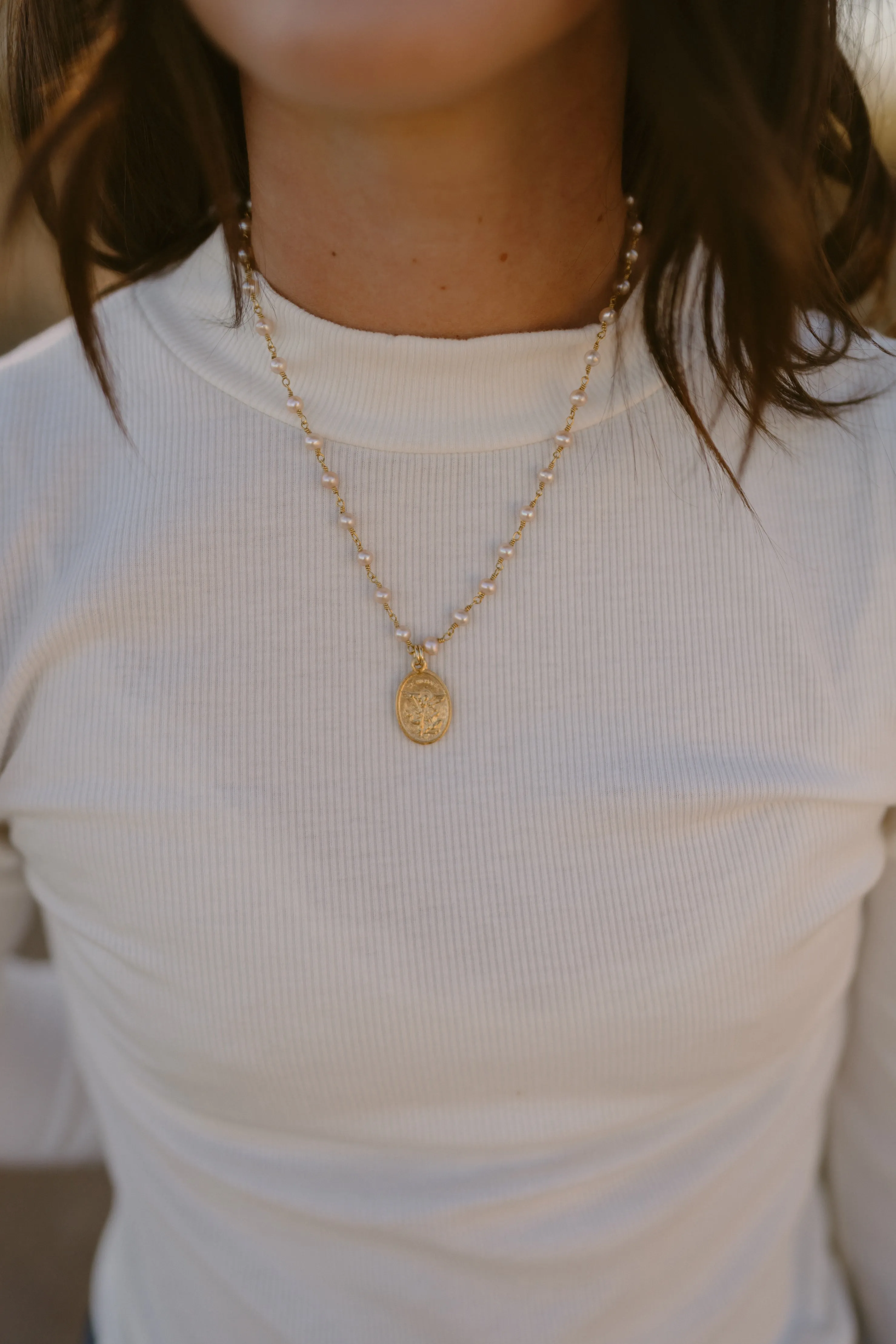 Guardian Angel Necklace | Pearl sold by Goldie Lew product image thumbnail 2