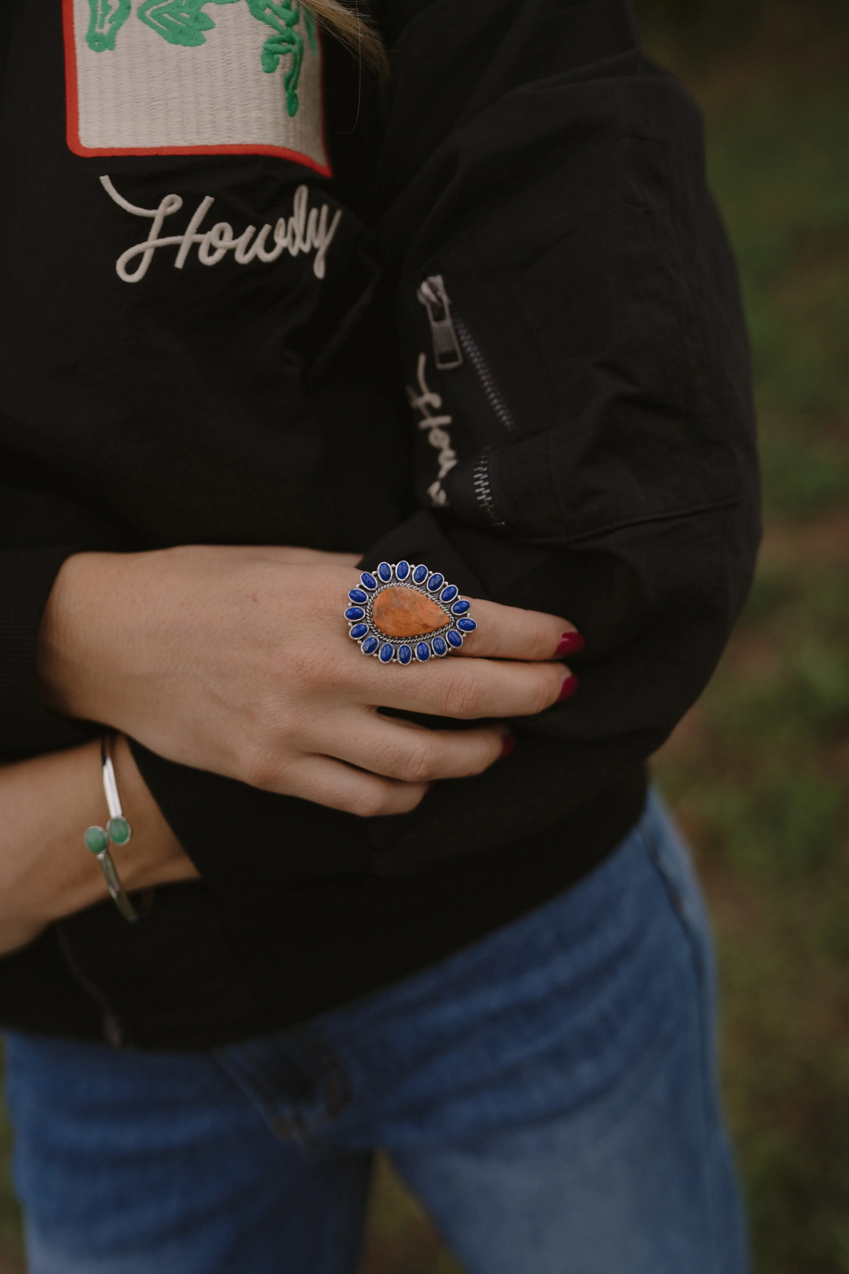 Damson Ring | Blue Lapis + Coral sold by Goldie Lew product image thumbnail 2