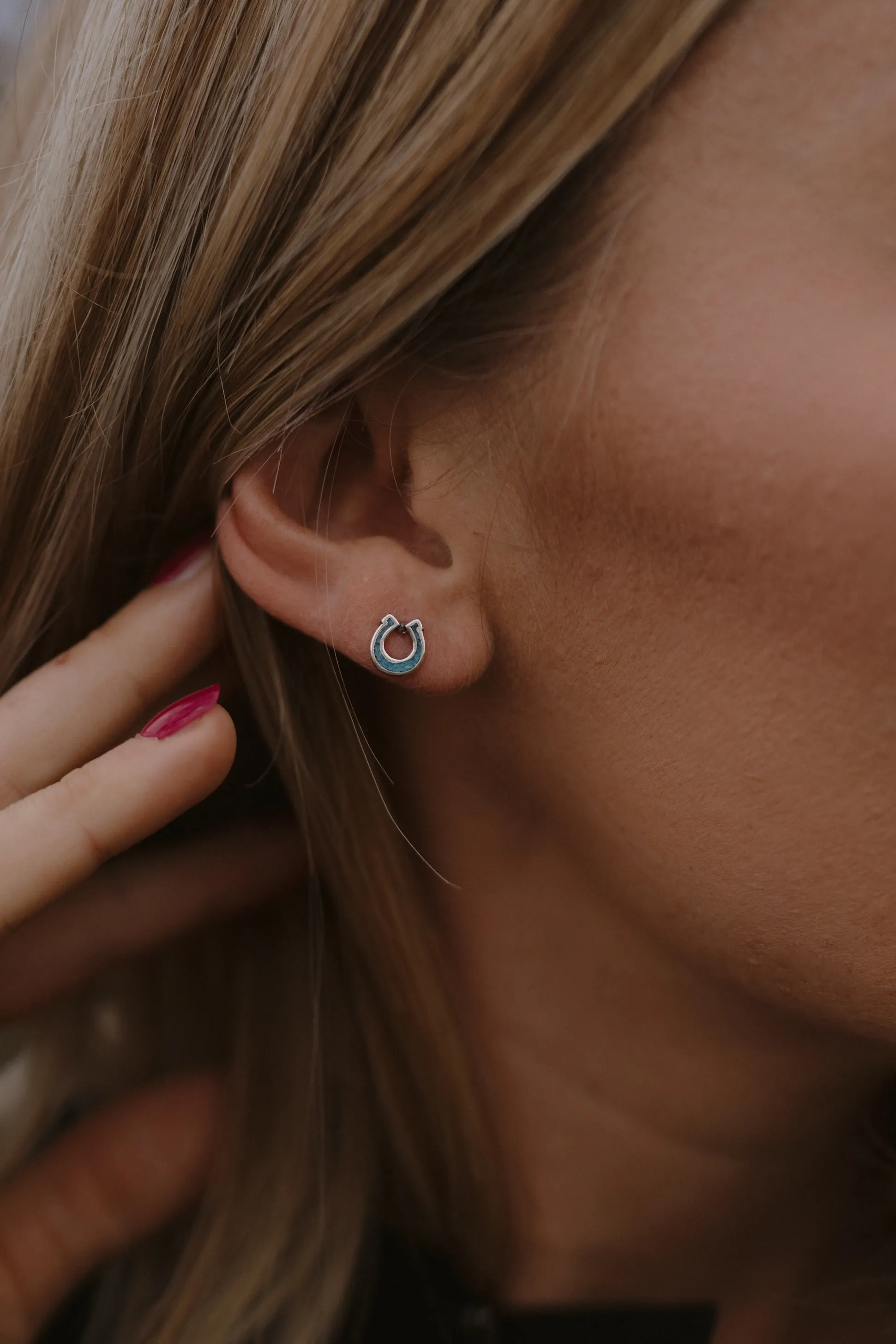 Turquoise Horseshoe Studs sold by Goldie Lew