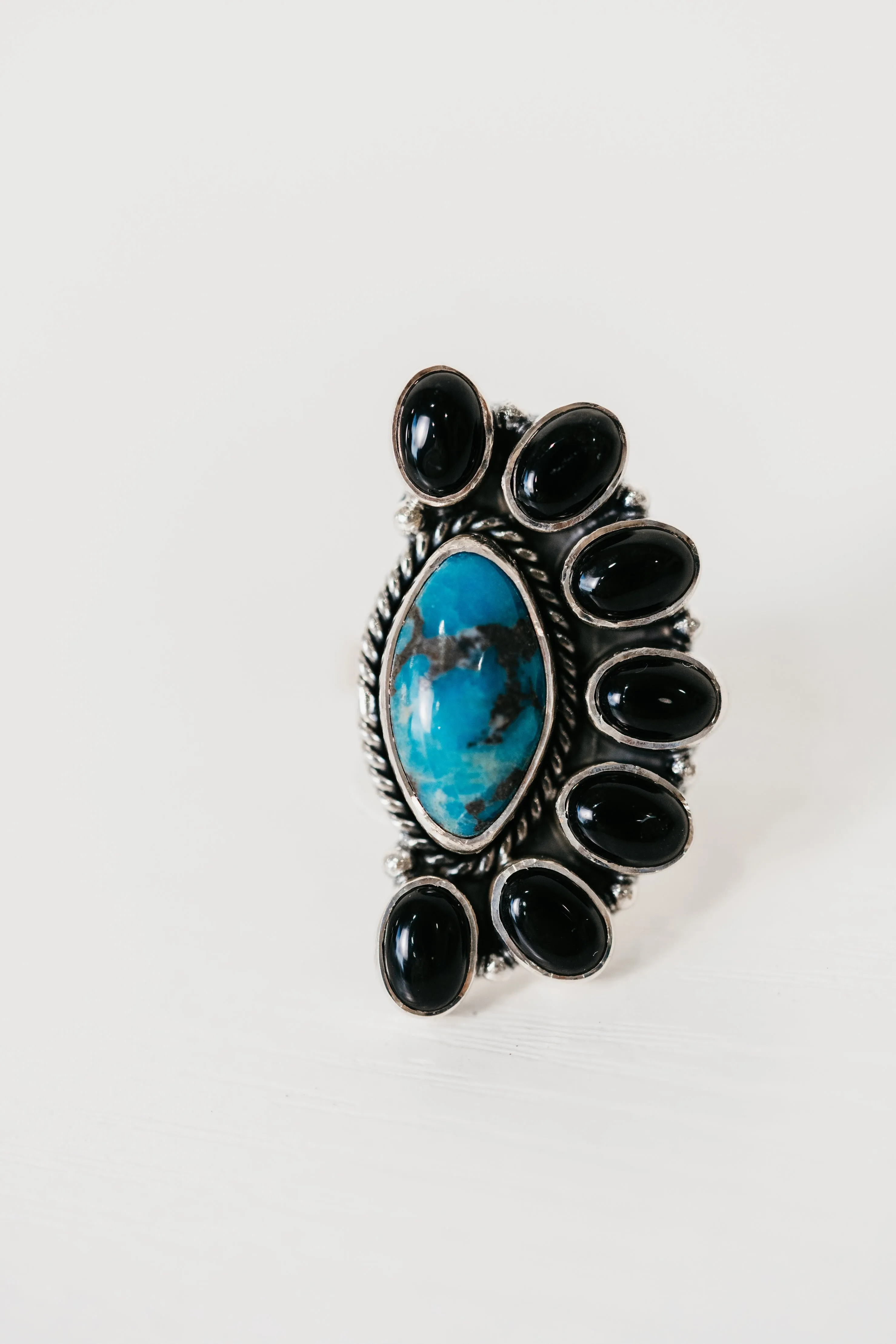 Stellan Ring | Black Onyx + Turquoise sold by Goldie Lew product image thumbnail 3