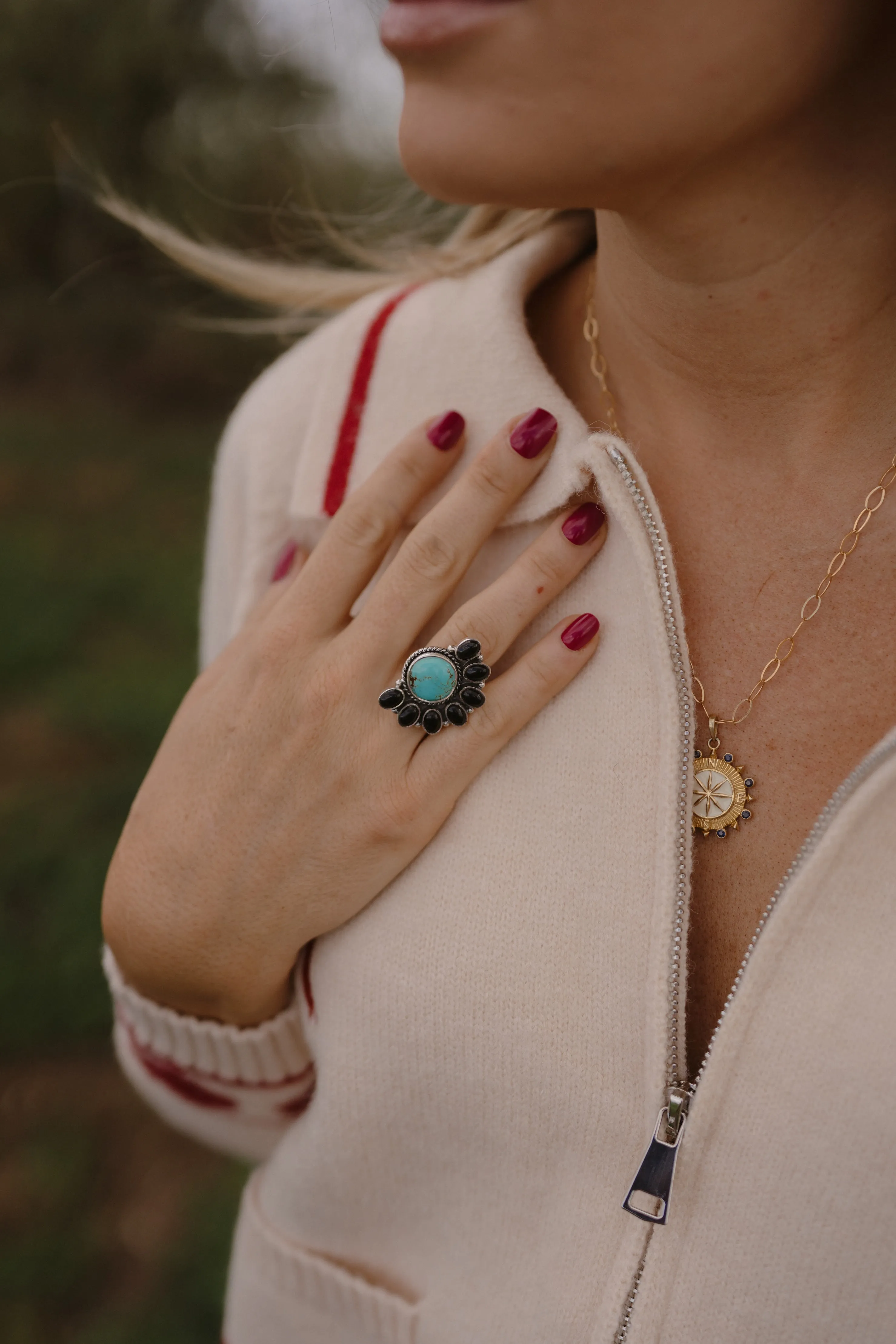 Stellan Ring | Black Onyx + Turquoise sold by Goldie Lew product image thumbnail 2