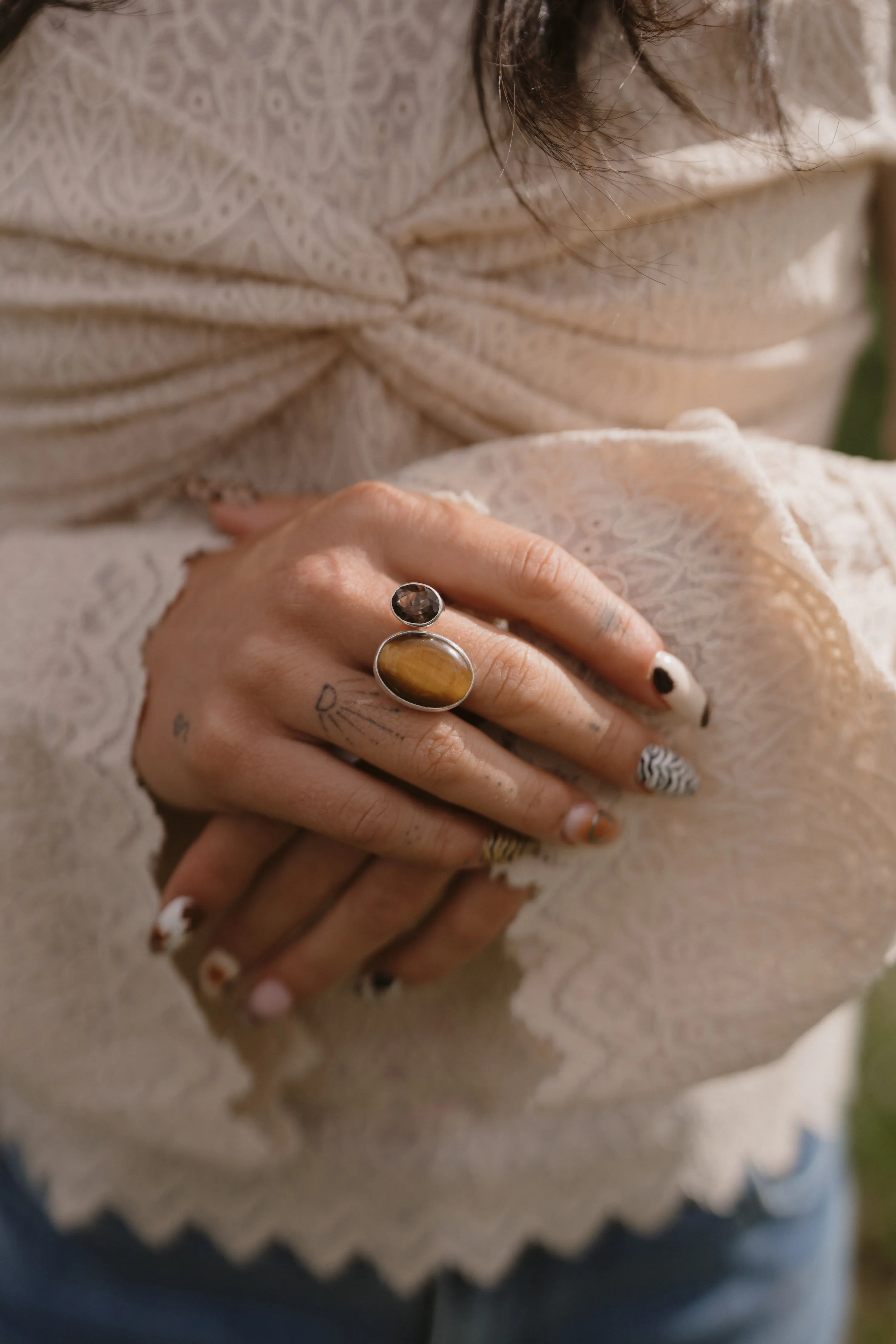 Randy Ring | Tiger's Eye + Smoky Quartz sold by Goldie Lew product image thumbnail 3