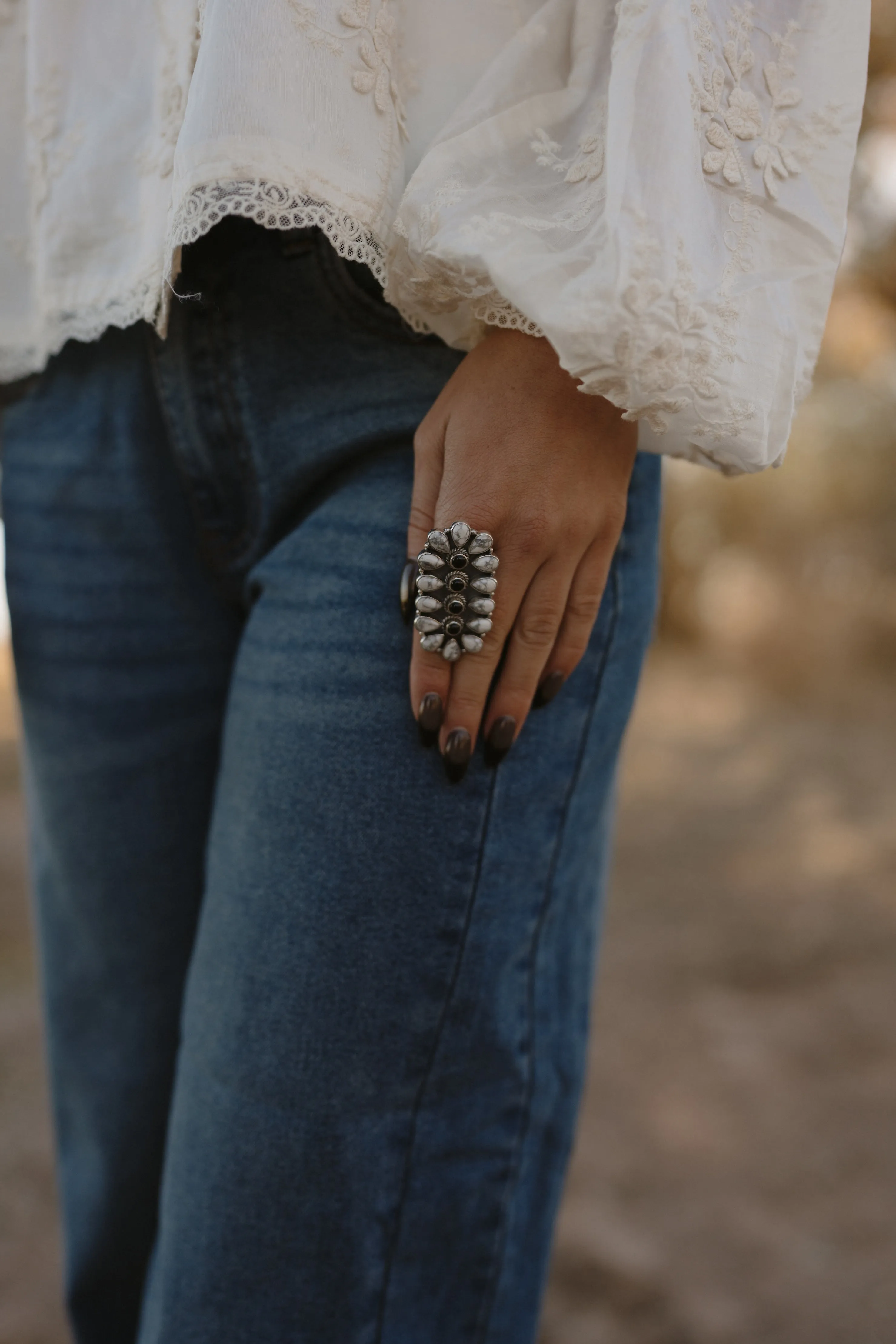 Seneca Ring | Howlite + Black Onyx sold by Goldie Lew product image thumbnail 2