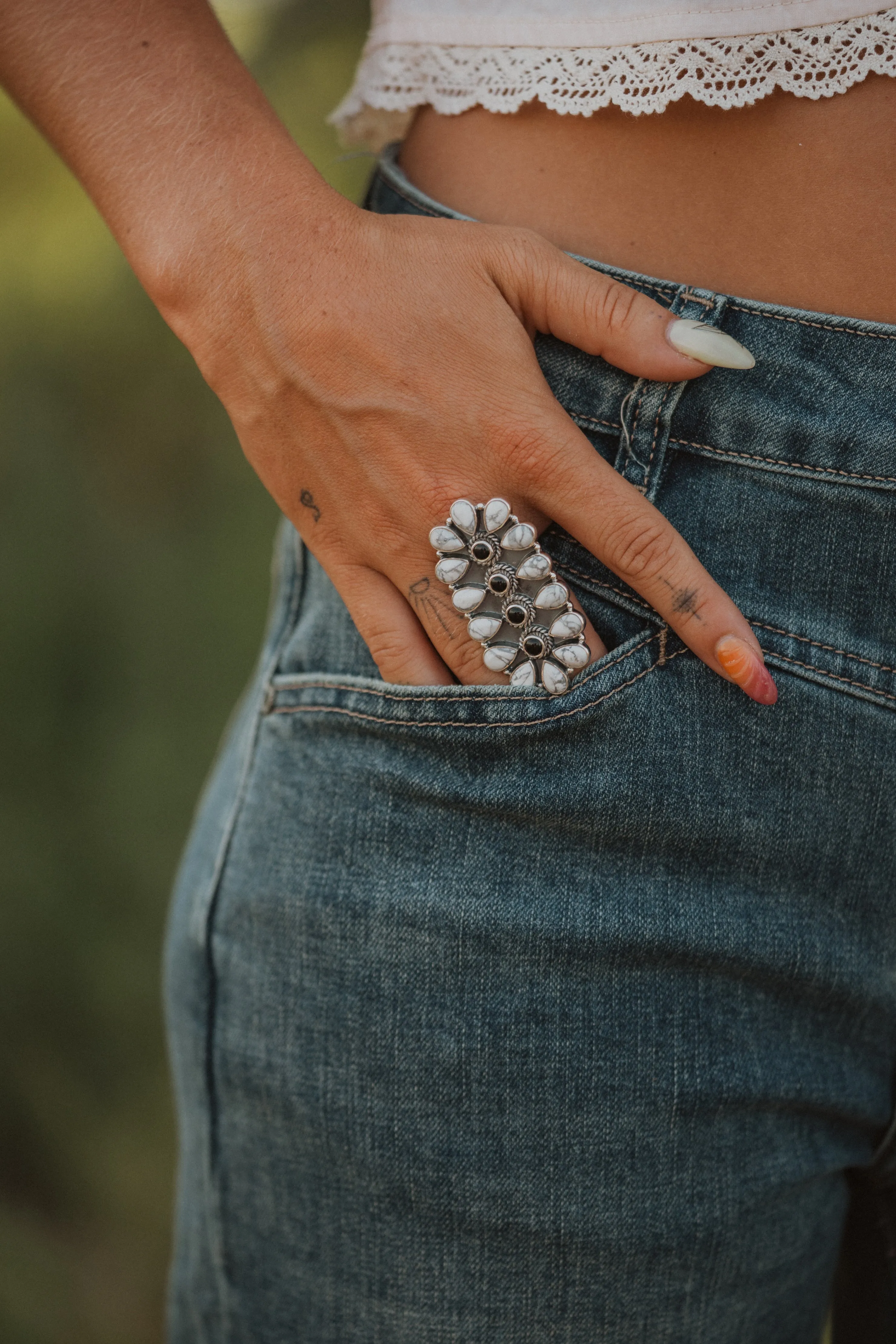 Seneca Ring | Howlite + Black Onyx sold by Goldie Lew product image thumbnail 3