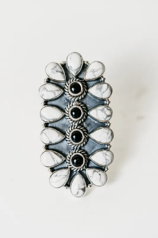 Seneca Ring | Howlite + Black Onyx sold by Goldie Lew