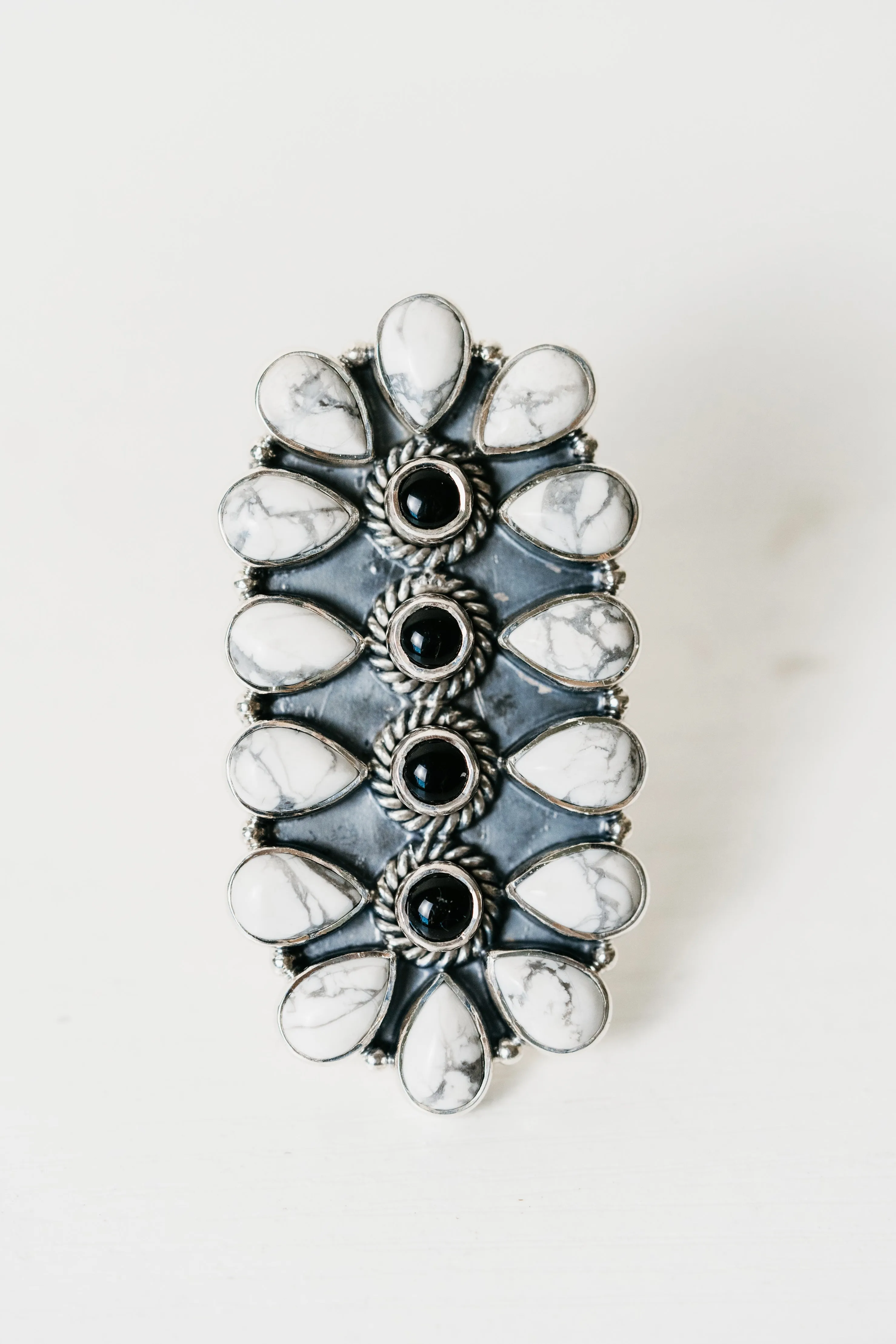 Seneca Ring | Howlite + Black Onyx sold by Goldie Lew