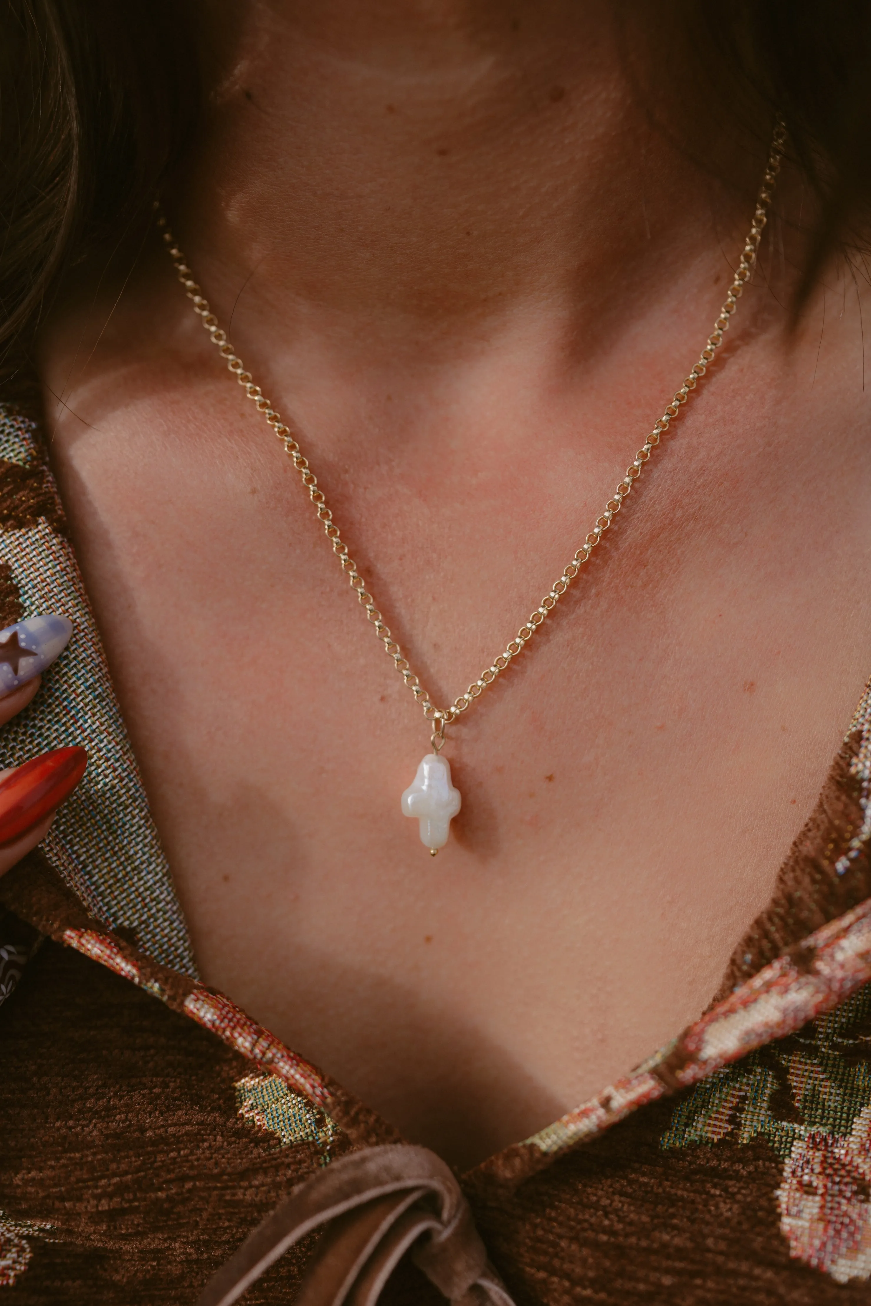 Mini Pearly Cross Necklace sold by Goldie Lew product image thumbnail 3