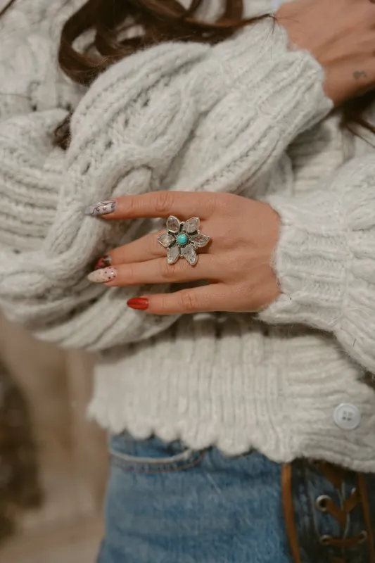 Tahiti Ring | Turquoise + Diamond sold by Goldie Lew