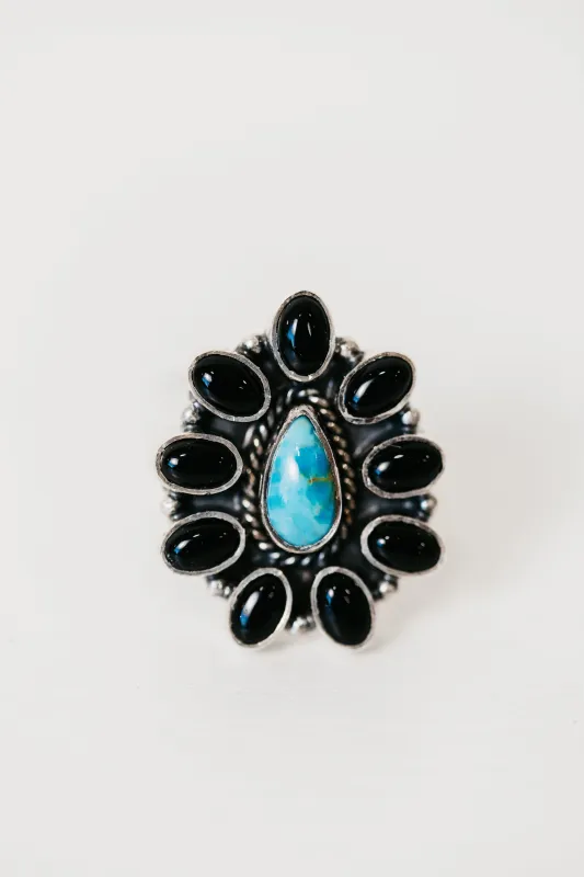 Claribel Ring | Turquoise + Black Onyx sold by Goldie Lew