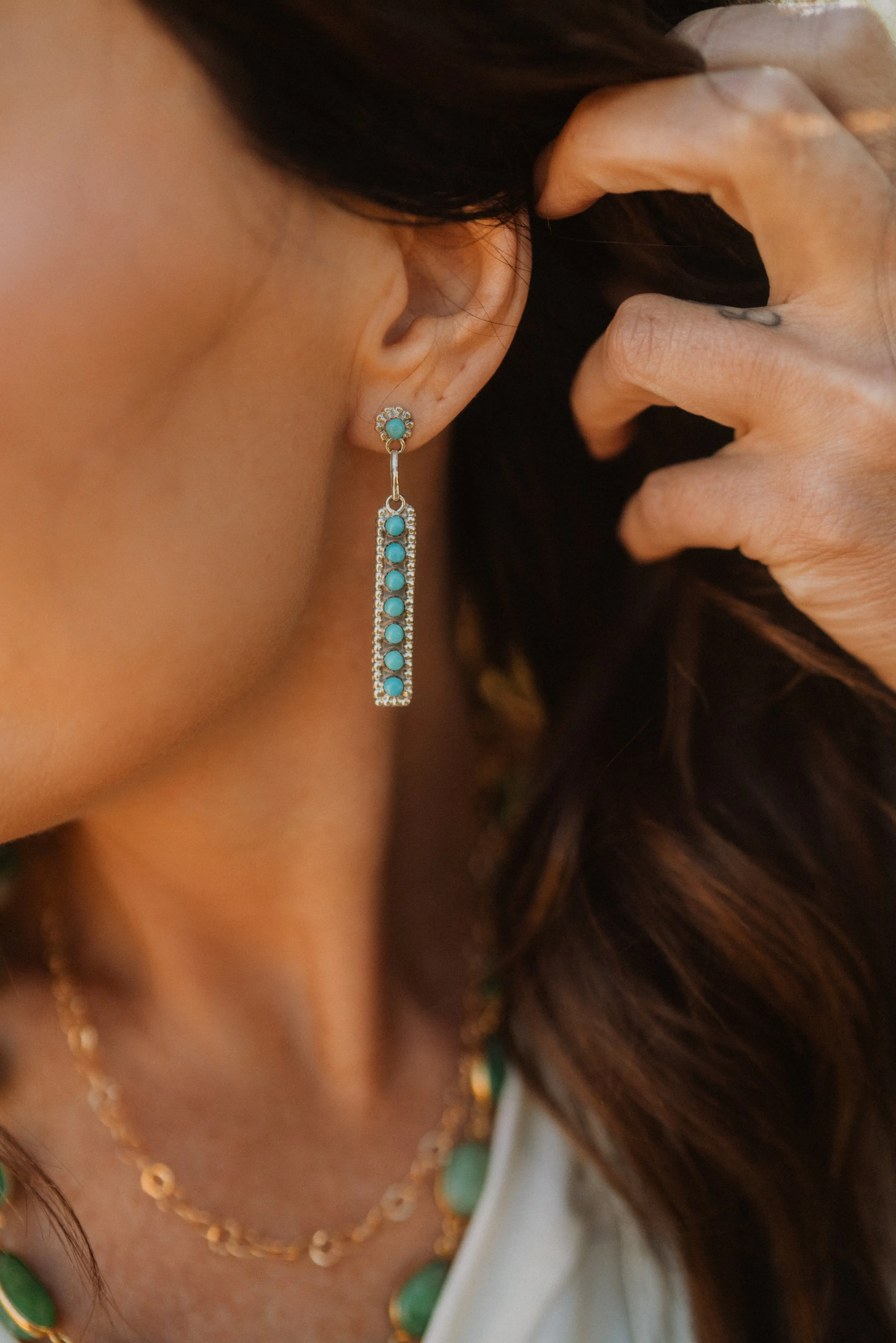 Athena Earrings | Turquoise sold by Goldie Lew product image thumbnail 2