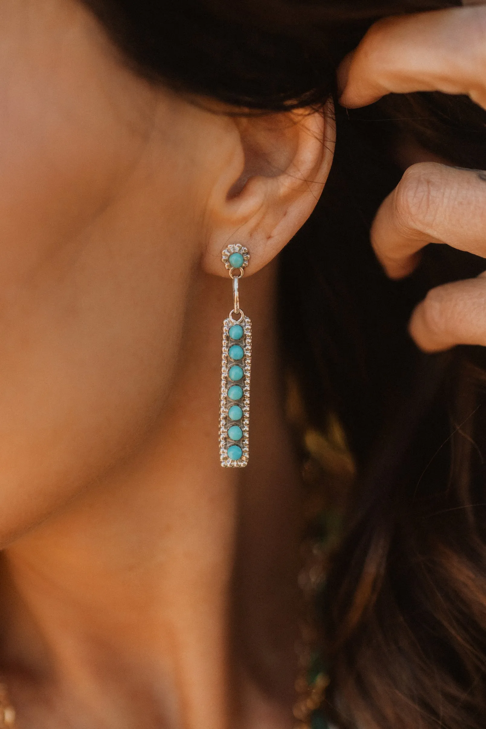 Athena Earrings | Turquoise sold by Goldie Lew