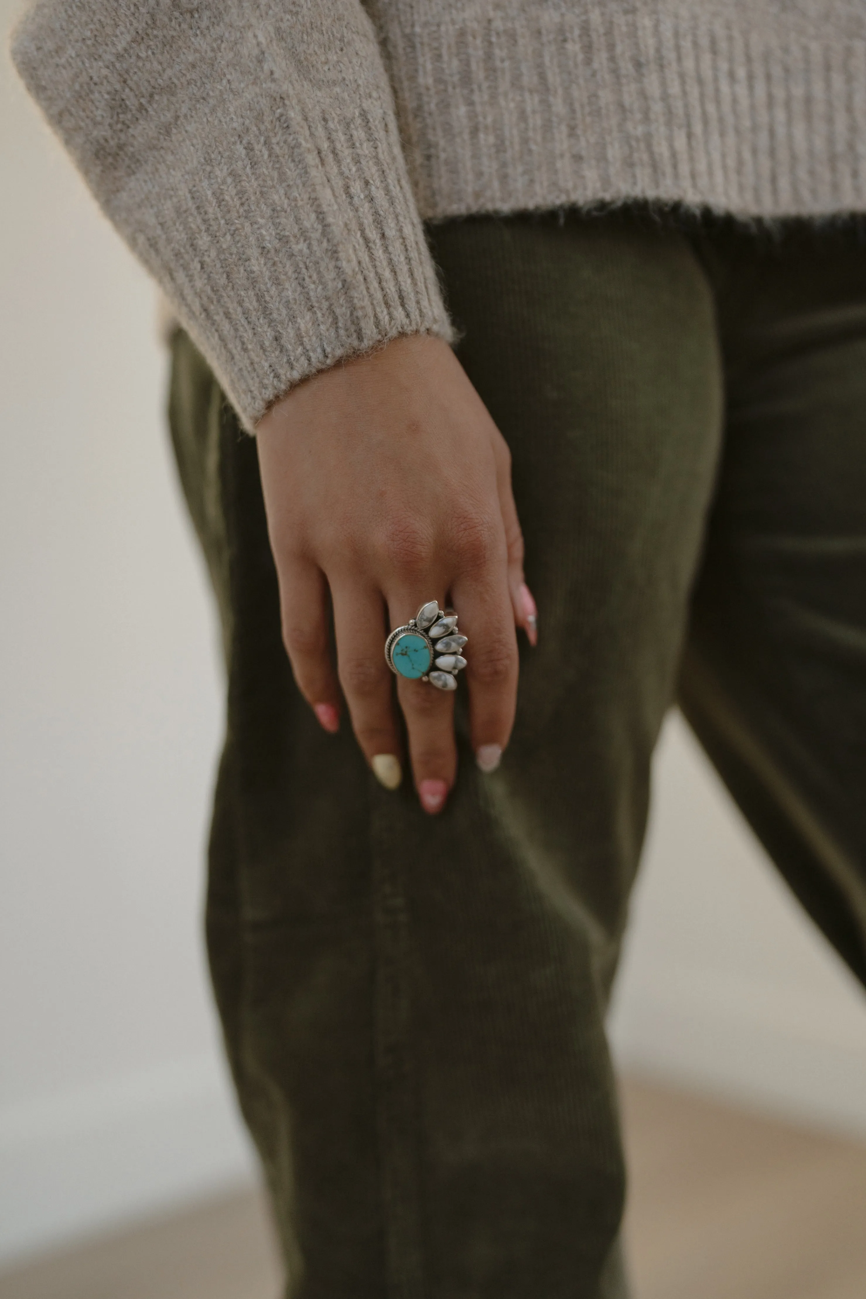 Madara Ring | Howlite + Turquoise sold by Goldie Lew