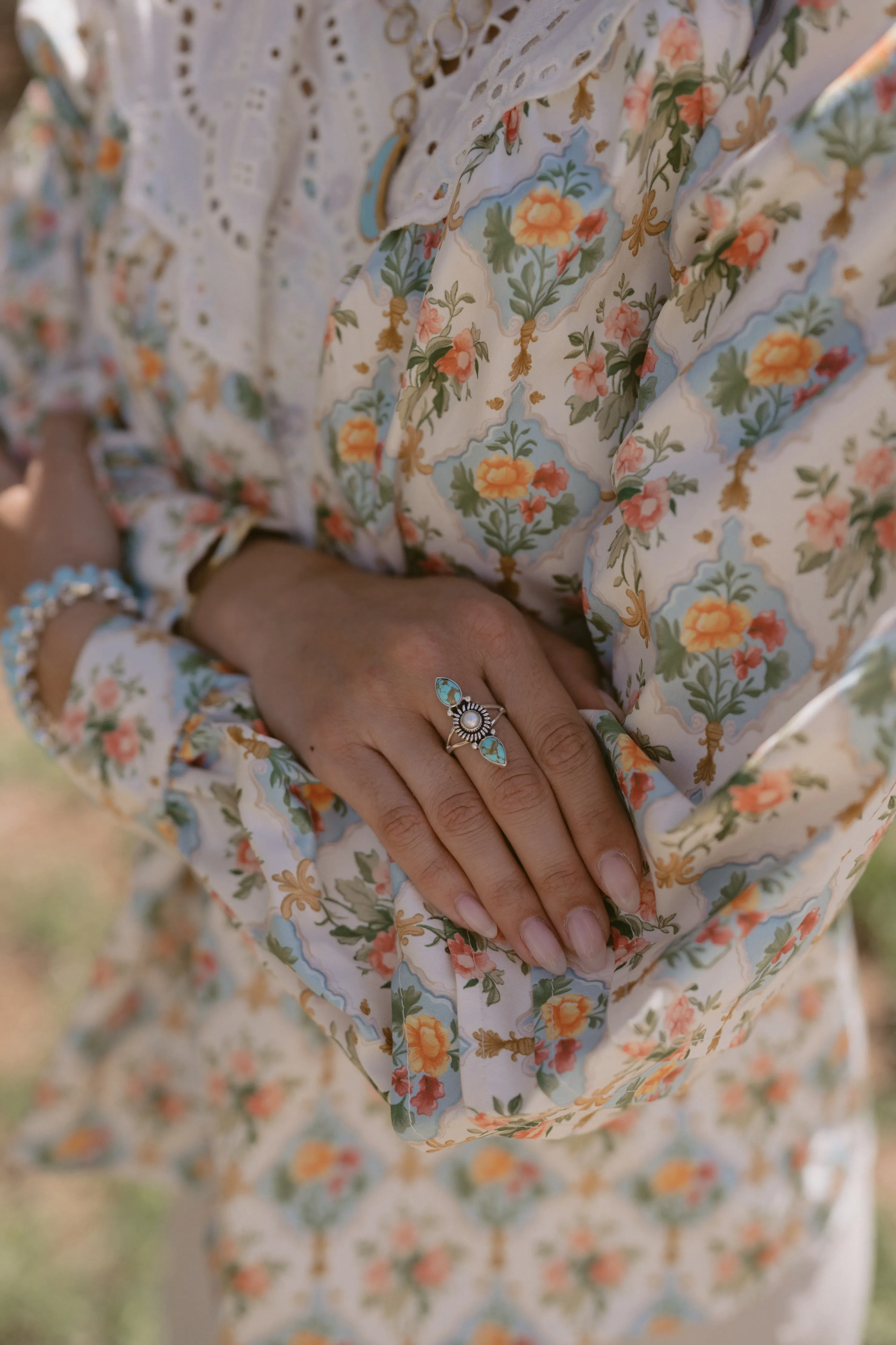 England Ring | Turquoise + Pearl sold by Goldie Lew product image thumbnail 2
