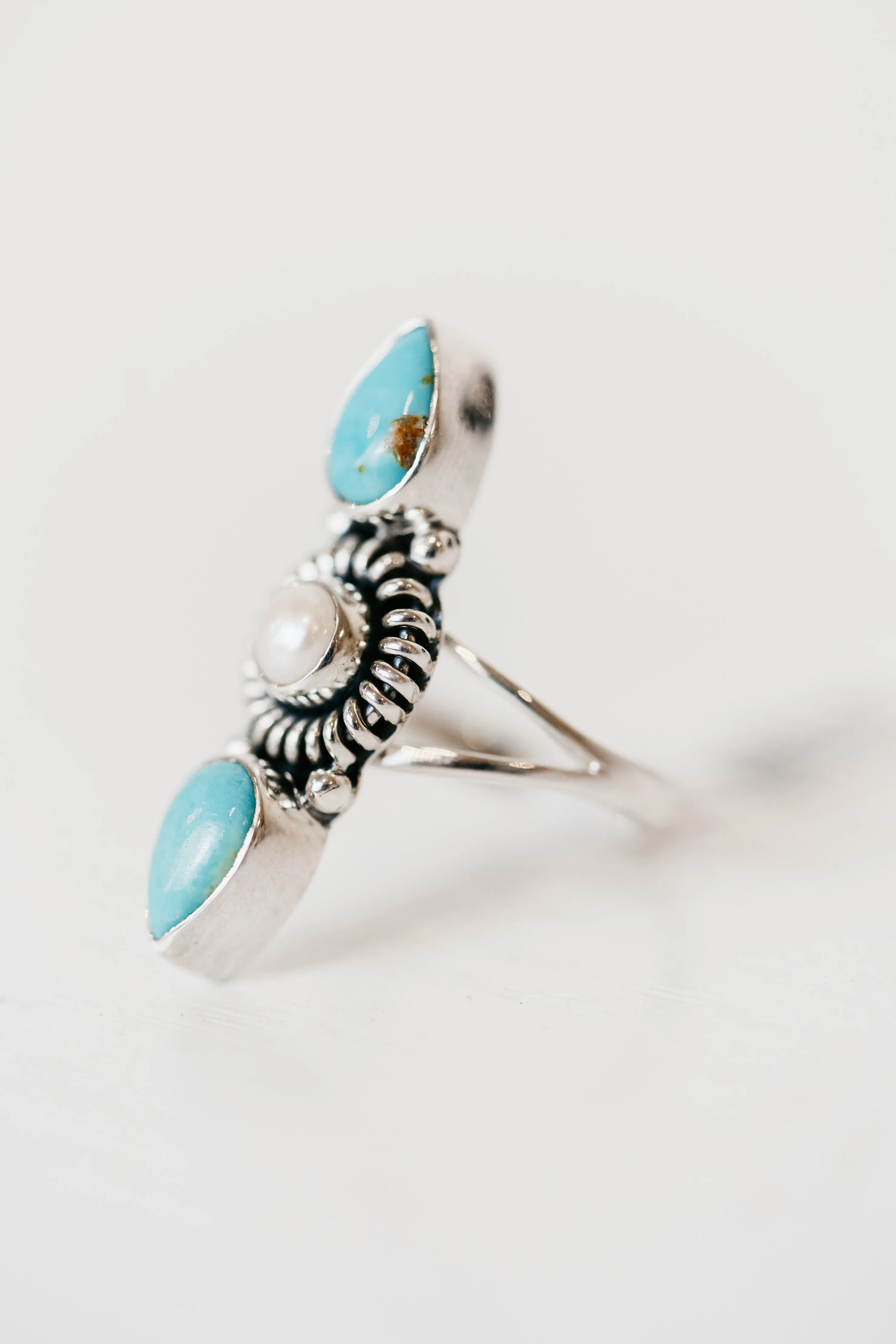England Ring | Turquoise + Pearl sold by Goldie Lew product image thumbnail 3