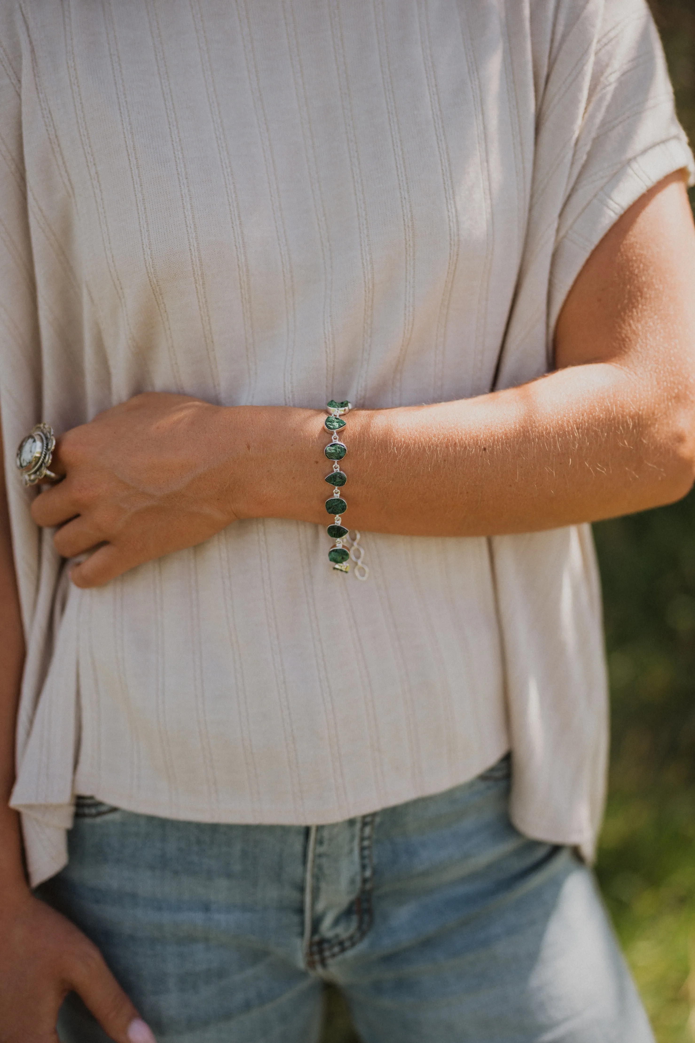Verdelle Bracelet | Malachite Fiber sold by Goldie Lew