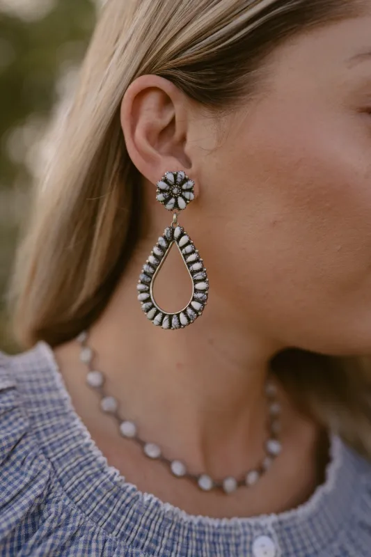 White Buffalo Zuni Earrings made by Goldie Lew