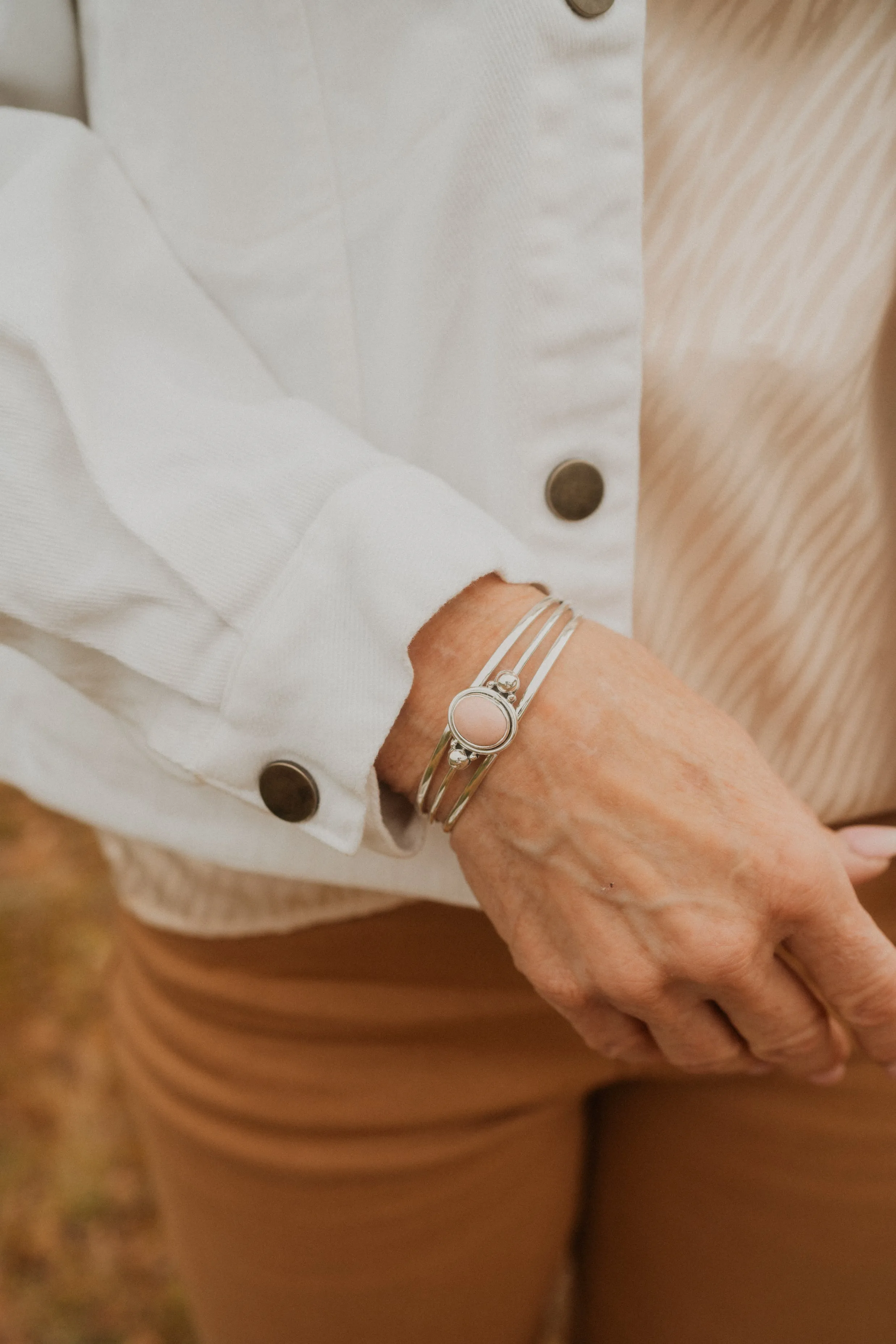 Huckle Cuff | Pink Opal sold by Goldie Lew