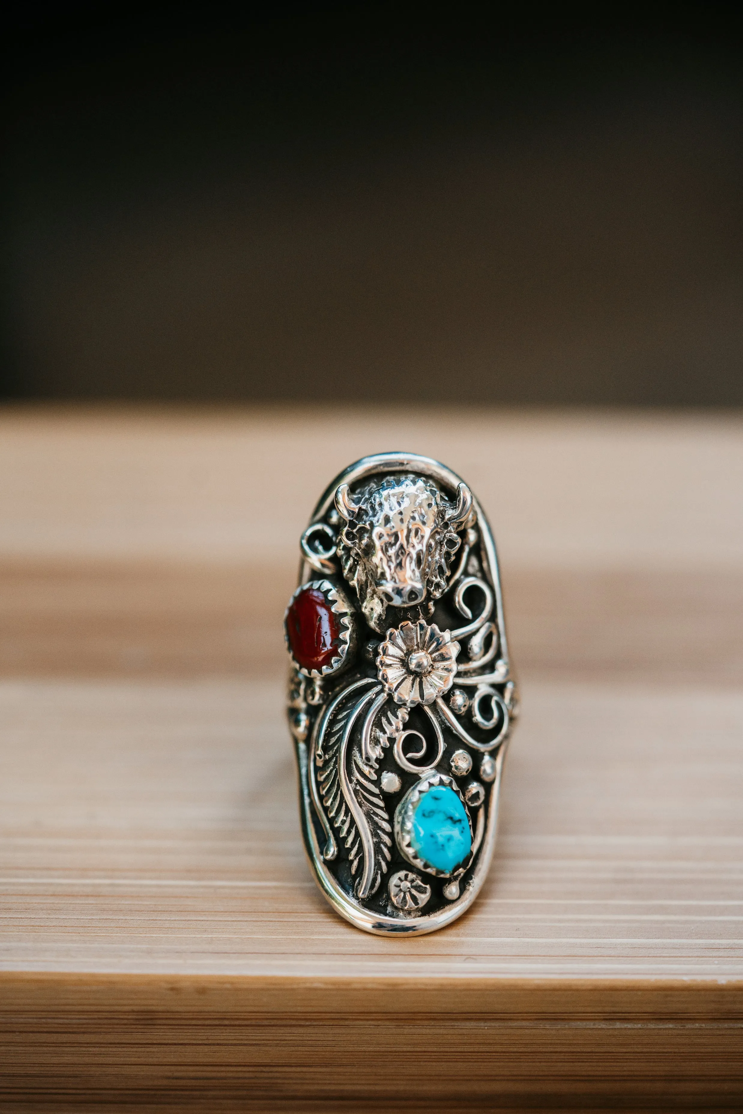 Owen Ring | Buffalo | Coral + Turquoise sold by Goldie Lew product image thumbnail 2