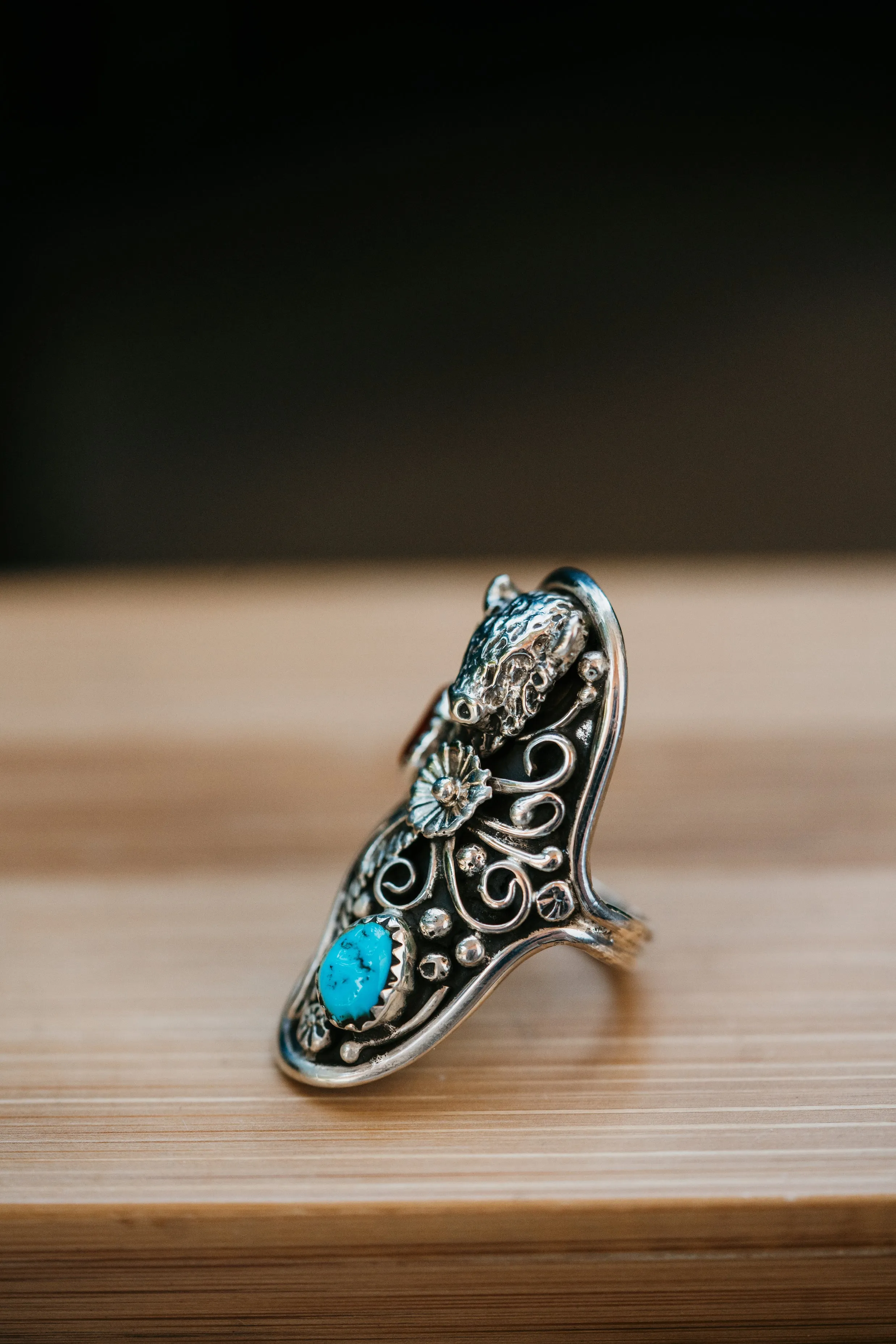 Owen Ring | Buffalo | Coral + Turquoise sold by Goldie Lew product image thumbnail 3
