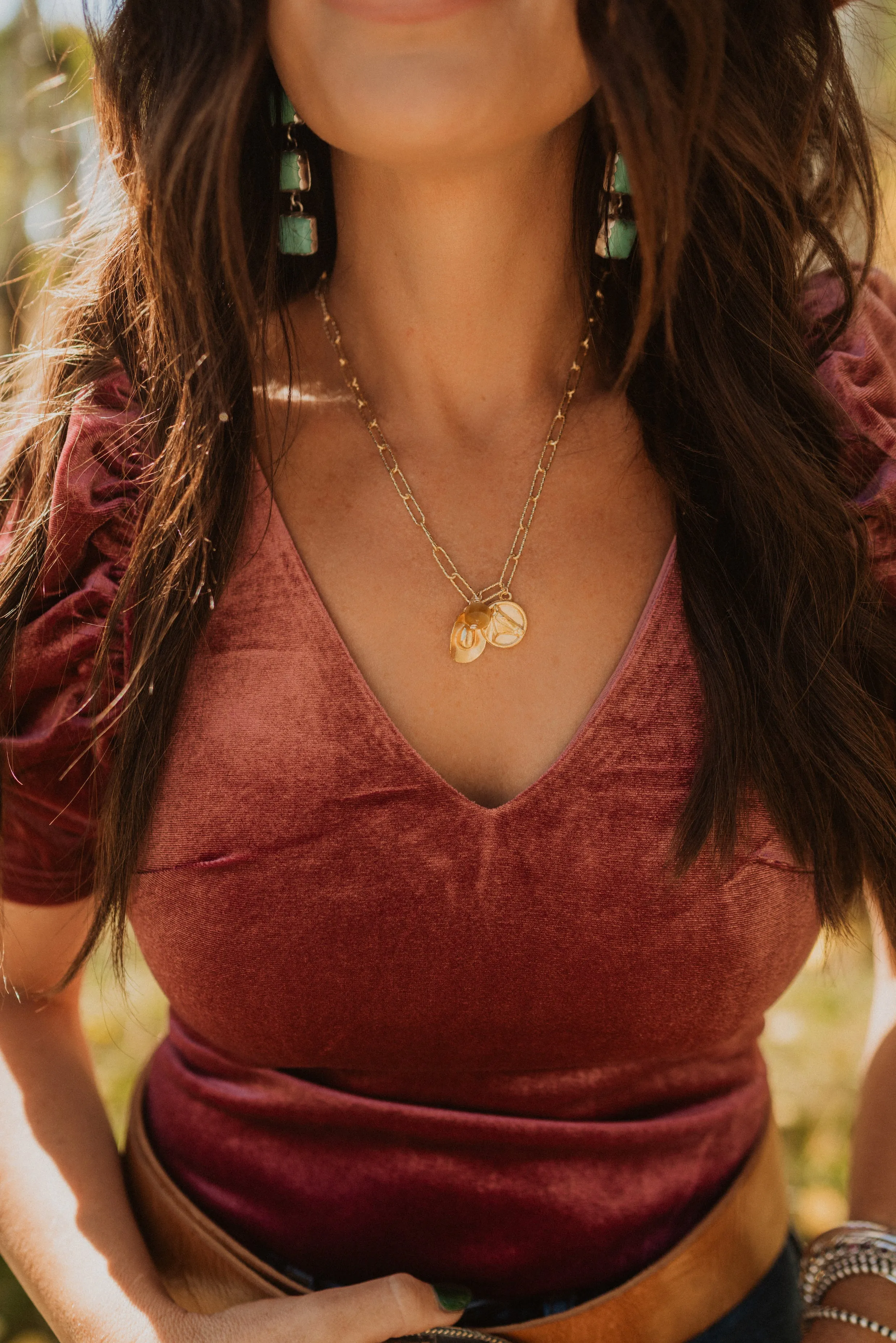 Western Hearts Charm Necklace sold by Goldie Lew