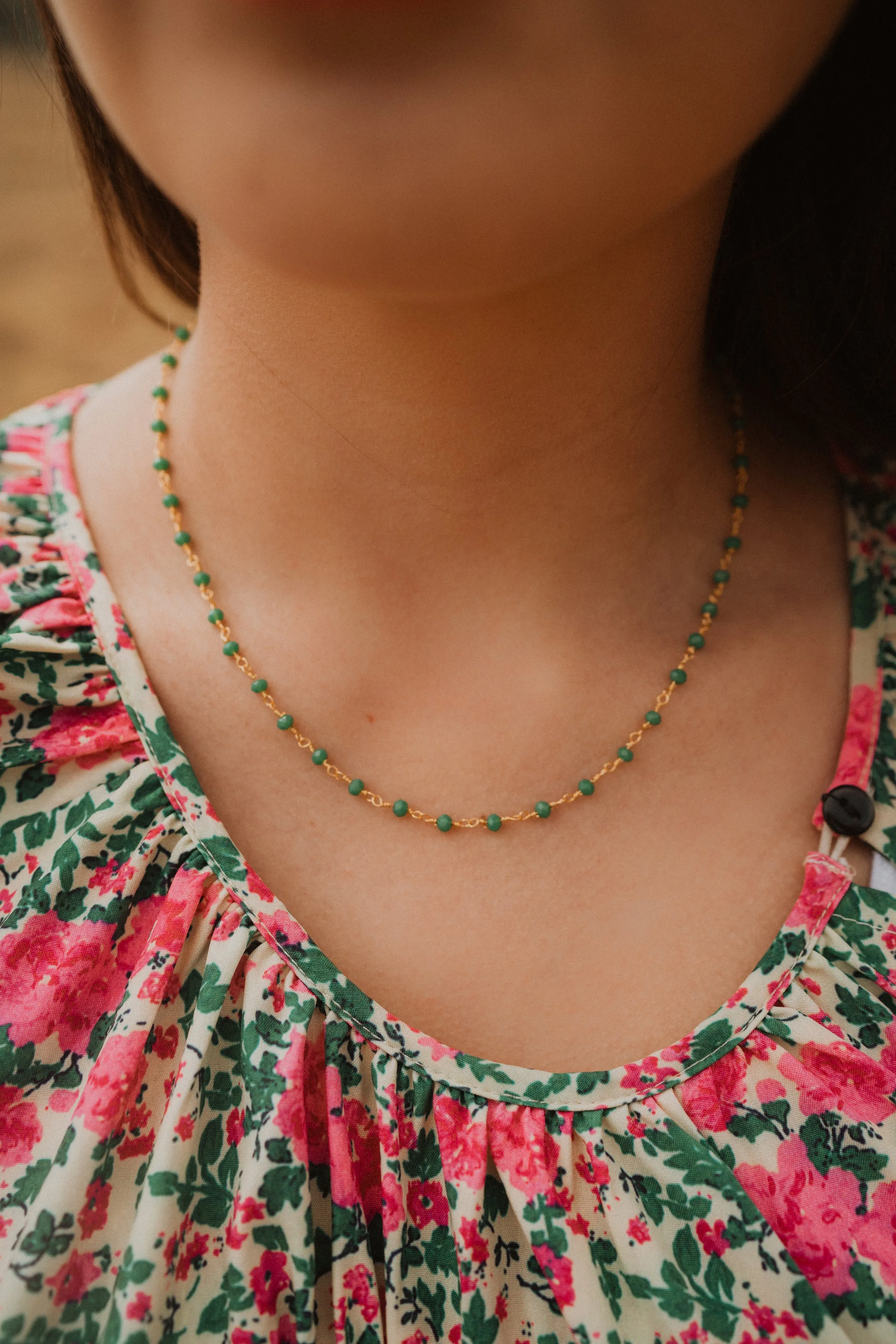 Mae Moonstone Choker | Green and Gold sold by Goldie Lew product image thumbnail 2