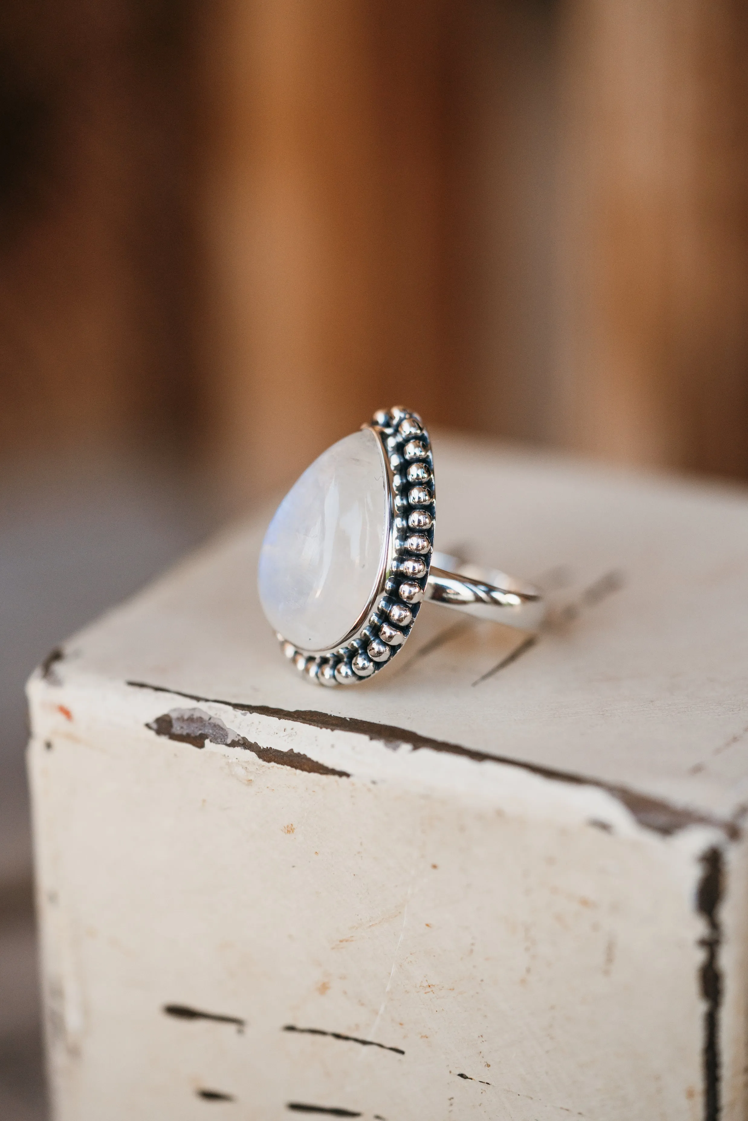 Luca Ring | Rainbow Moonstone sold by Goldie Lew product image thumbnail 3