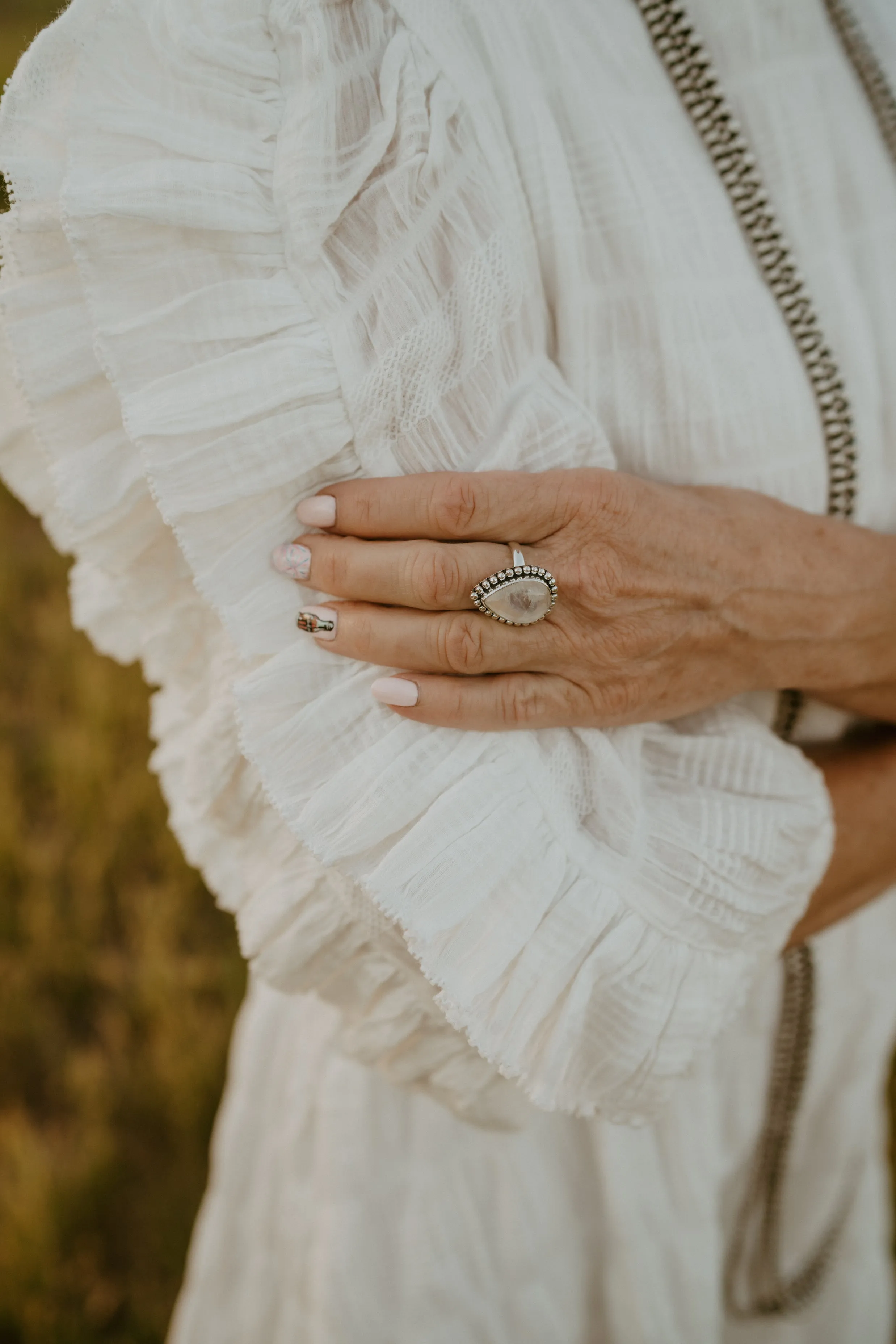 Luca Ring | Rainbow Moonstone sold by Goldie Lew product image thumbnail 4